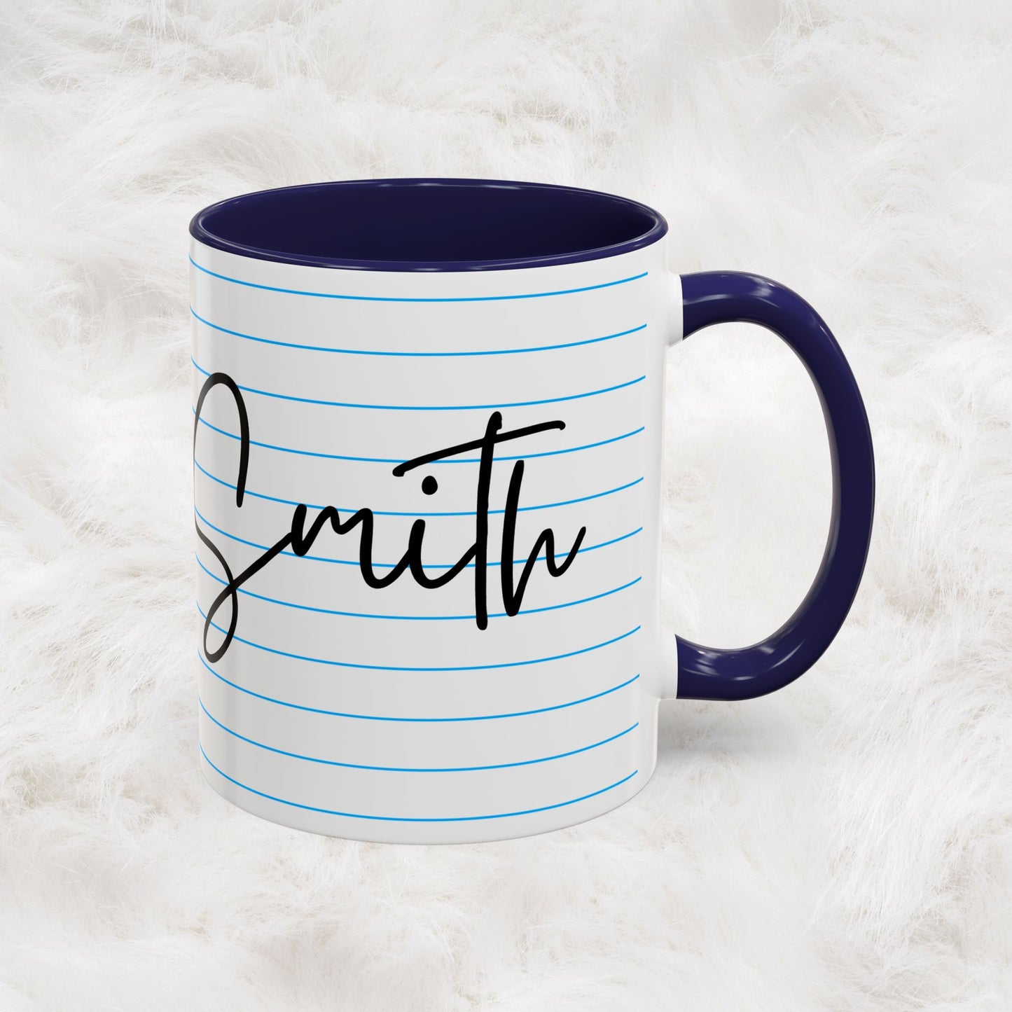 Personalized Name College Ruled Lined Coffee Tea Mug | Student Teacher Back to School Motivation Gift Idea