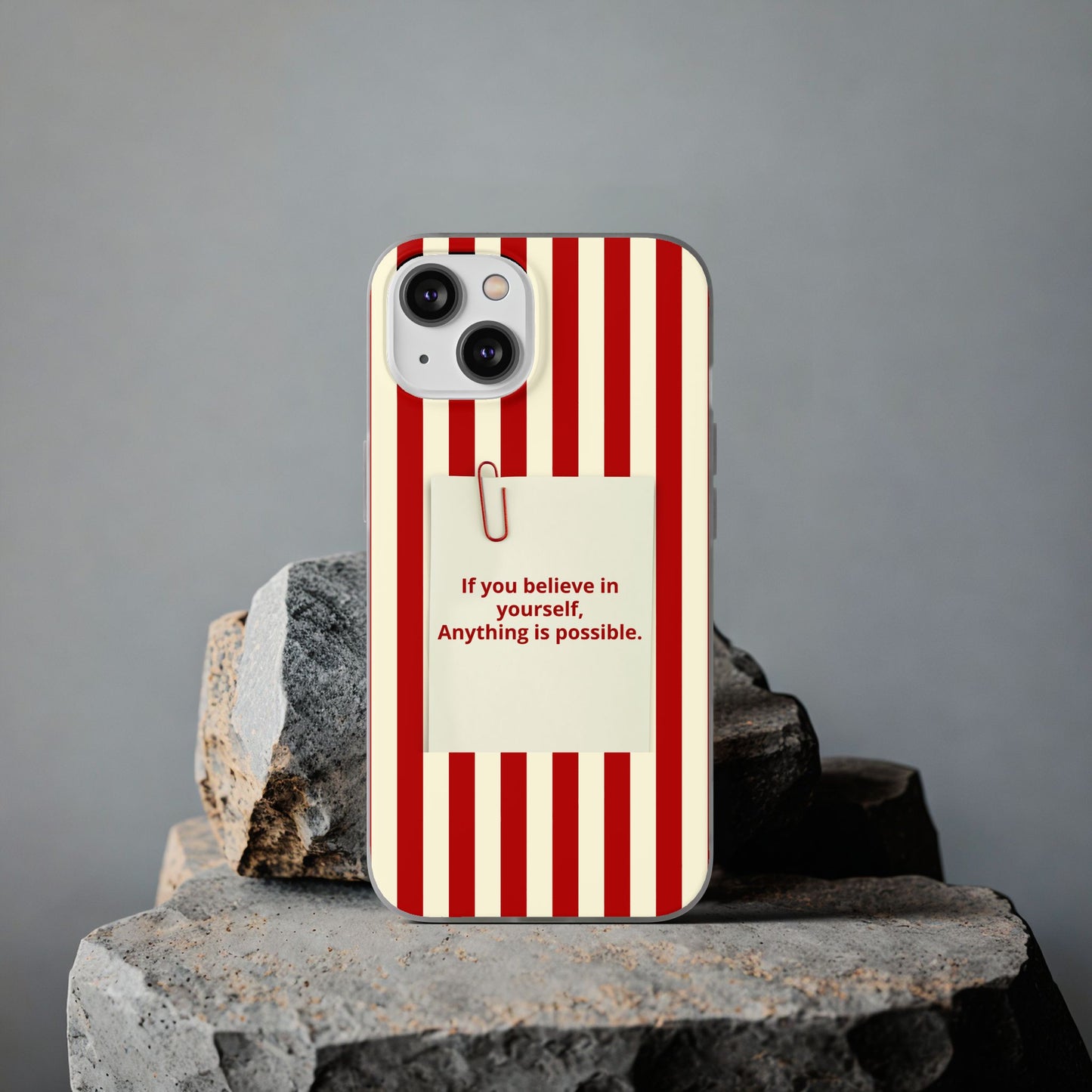 Personalized Custom Text Inspirational Striped Phone Case. “If you believe in yourself, Anything is possible.”