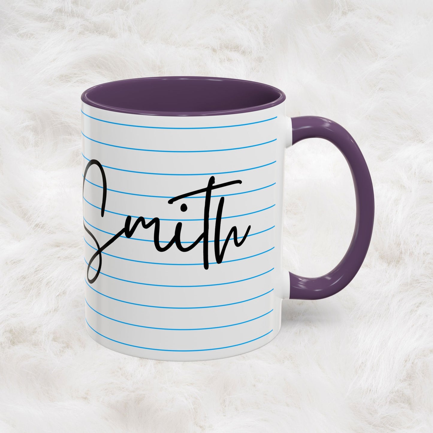 Personalized Name College Ruled Lined Coffee Tea Mug | Student Teacher Back to School Motivation Gift Idea