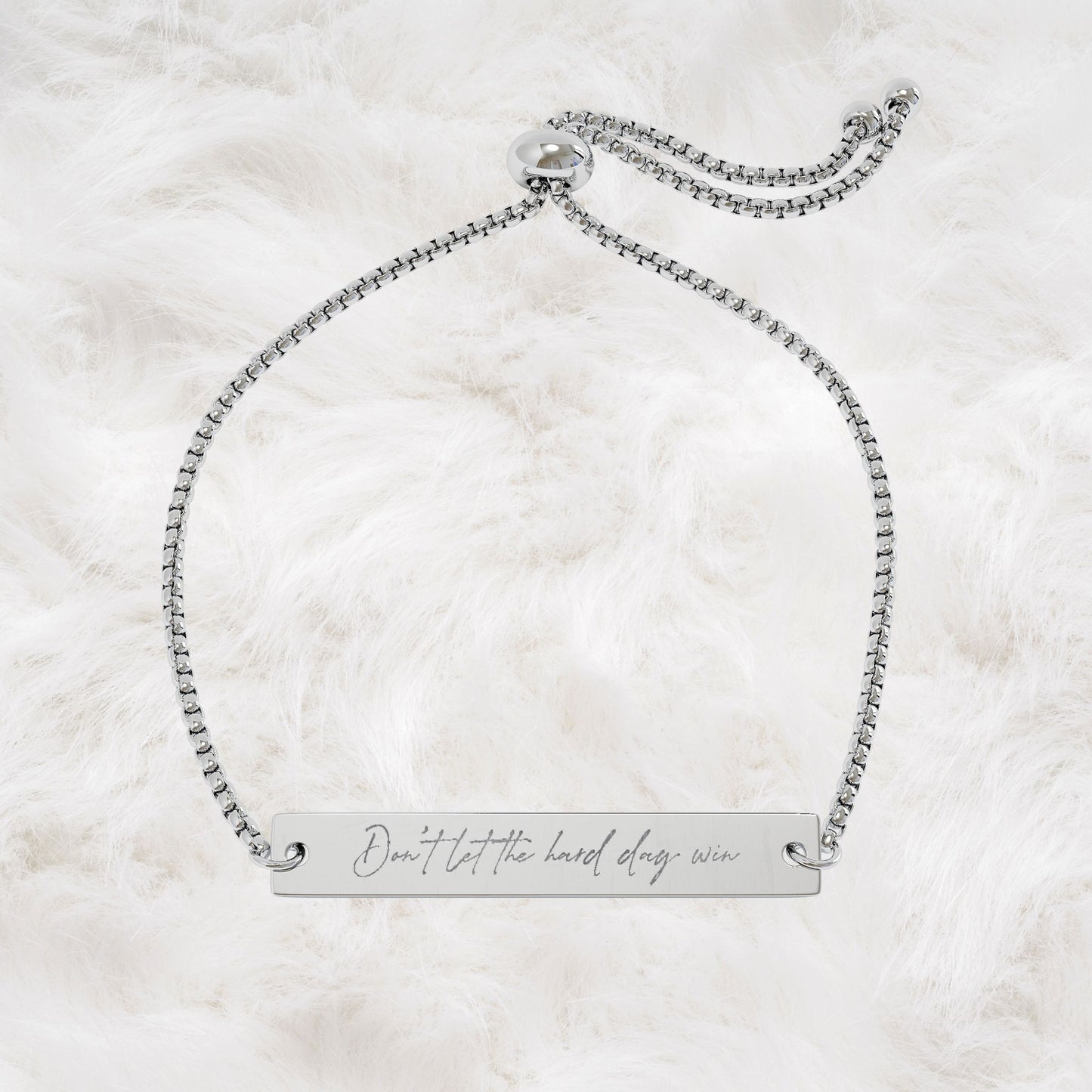 Don't Let The Hard Day Win Engraved Adjustable Chain Bar Bracelet | Gift Idea