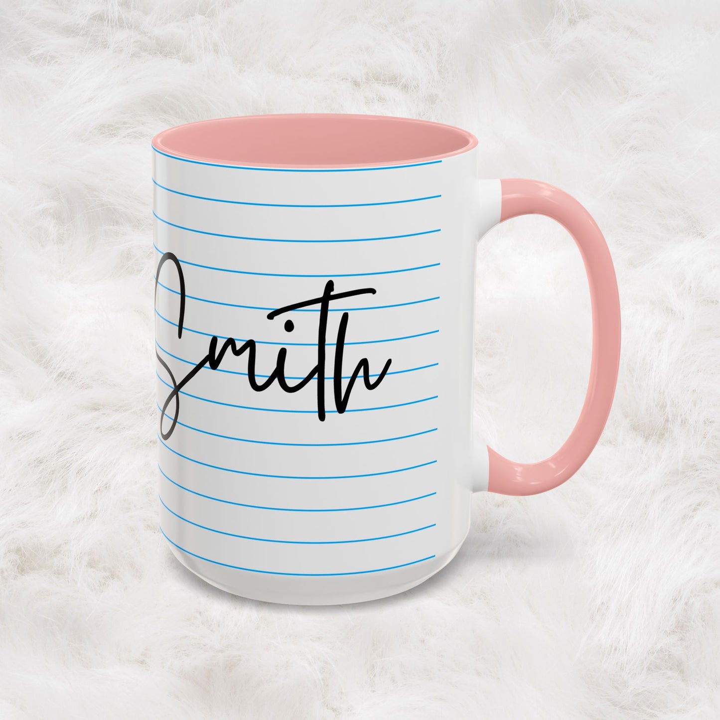 Personalized Name College Ruled Lined Coffee Tea Mug | Student Teacher Back to School Motivation Gift Idea