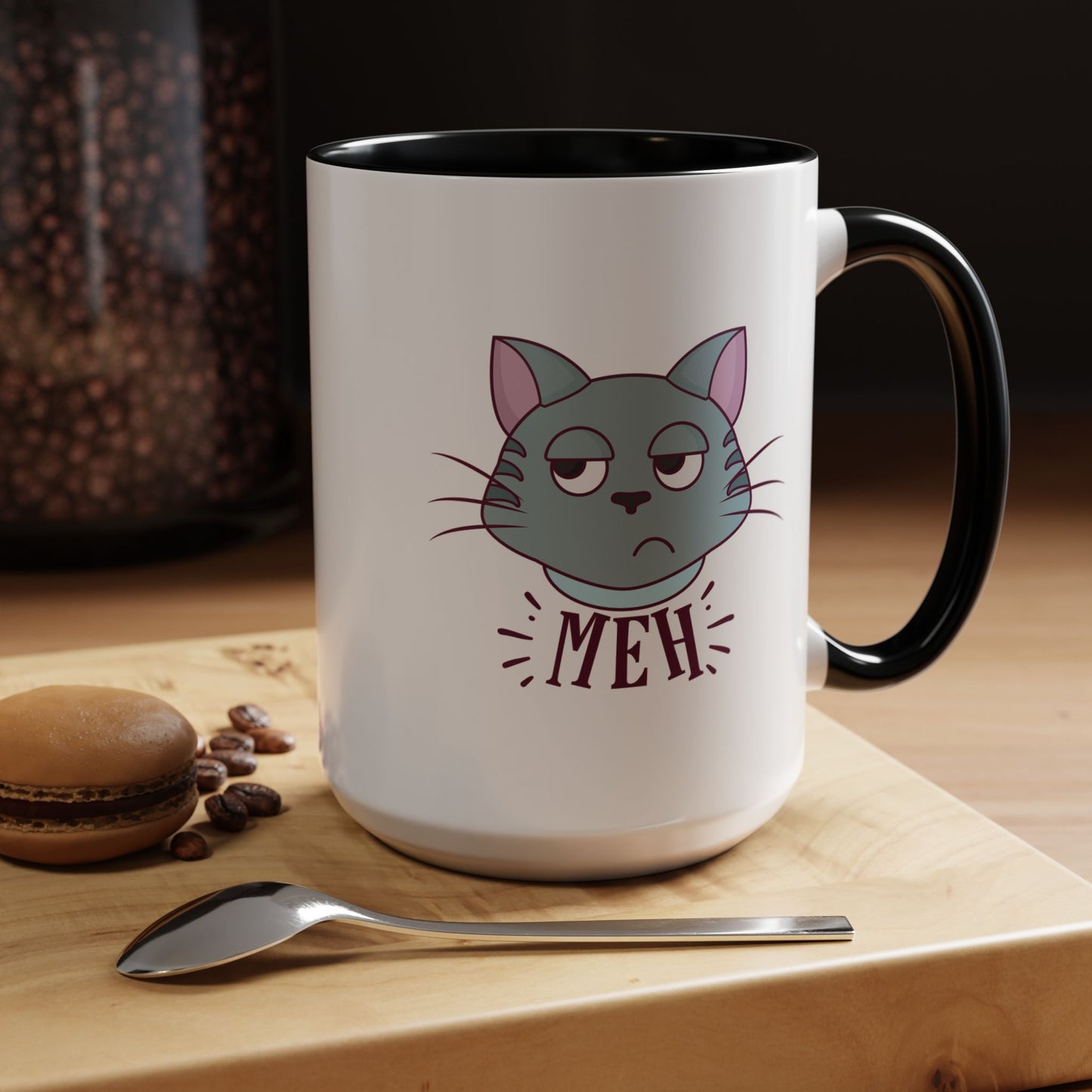 Cute Funny Meh Mug Meme Cat Coffee Tea Cup Hilarious Gift Idea