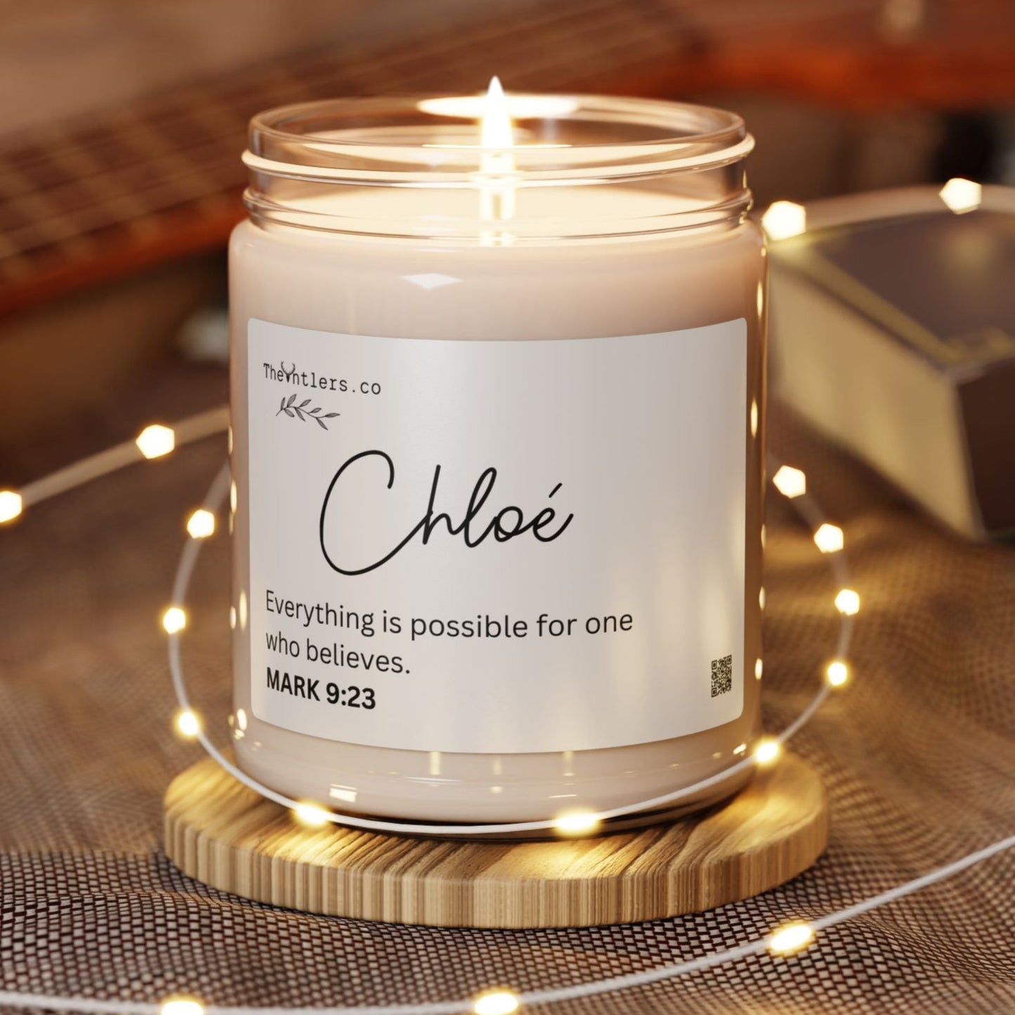 Personalized Name & Scripture Soy Wax Candle, Decoration Gift Idea, Eco Friendly 9oz. Mark 9:23. Inspiration Mental Healing