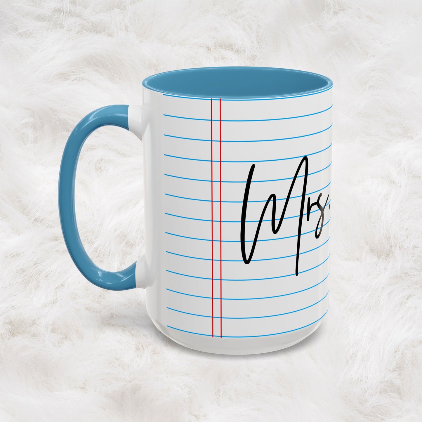 Personalized Name College Ruled Lined Coffee Tea Mug | Student Teacher Back to School Motivation Gift Idea