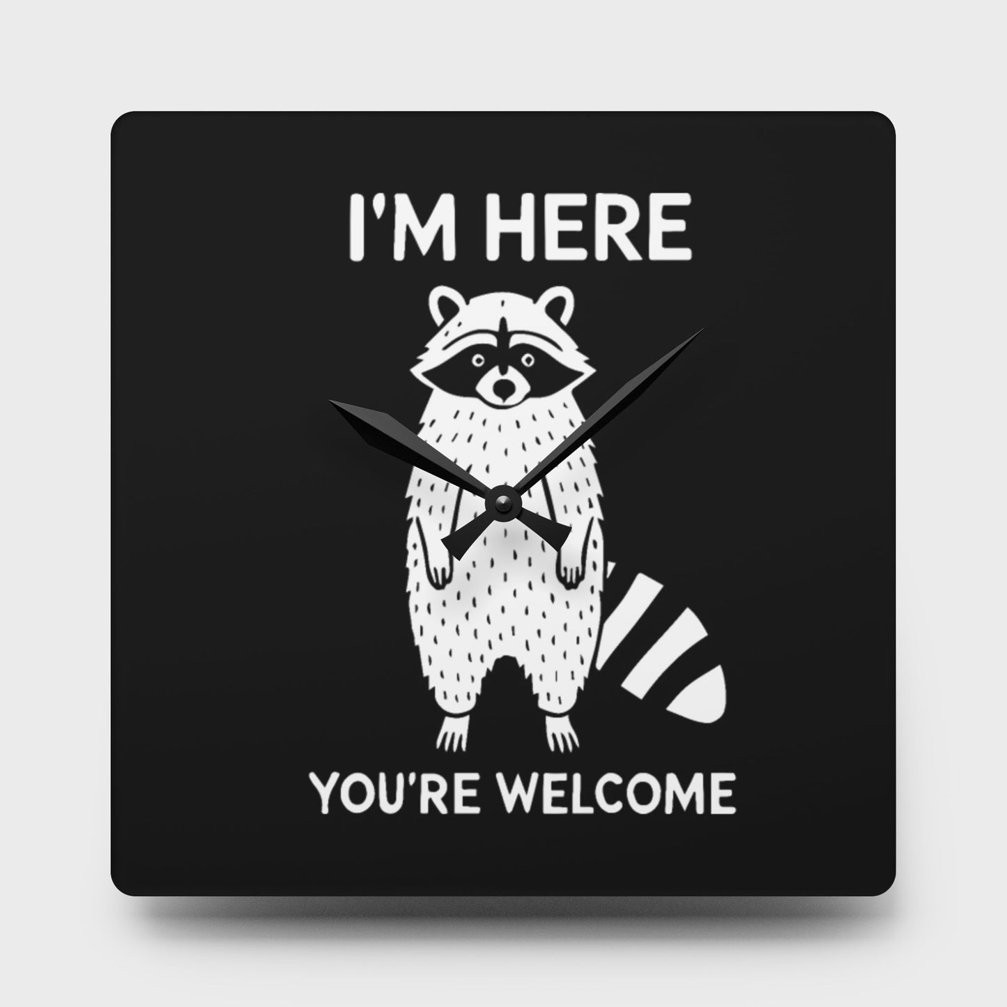 Funny Cute Raccoon Acrylic Wall Clock | Animal Pet Lover Home Decor