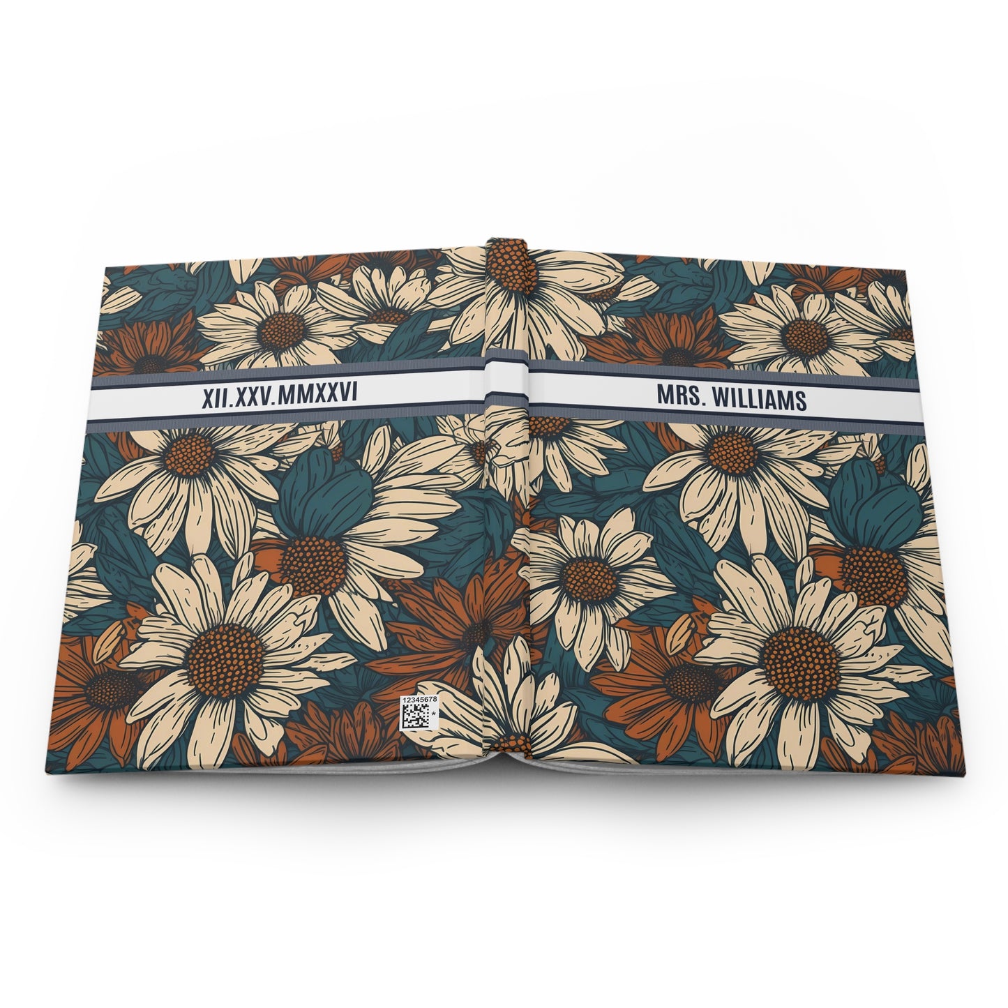 Personalized Name Text Daisy Floral Luxury Vintage Toile De Jouy French Pattern Journal Notebook