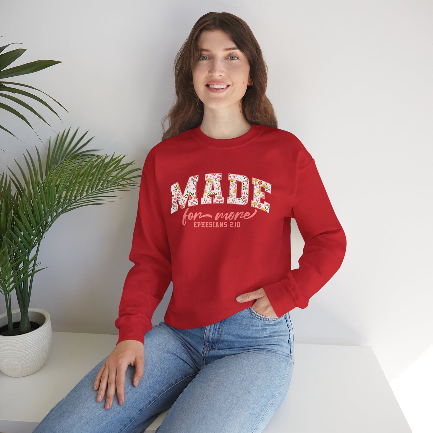 Made for More Ephesians 2:10 Bible Verse Christian Sweatshirt | Inspirational Crewneck Unisex Gift | Cozy Everyday Wear
