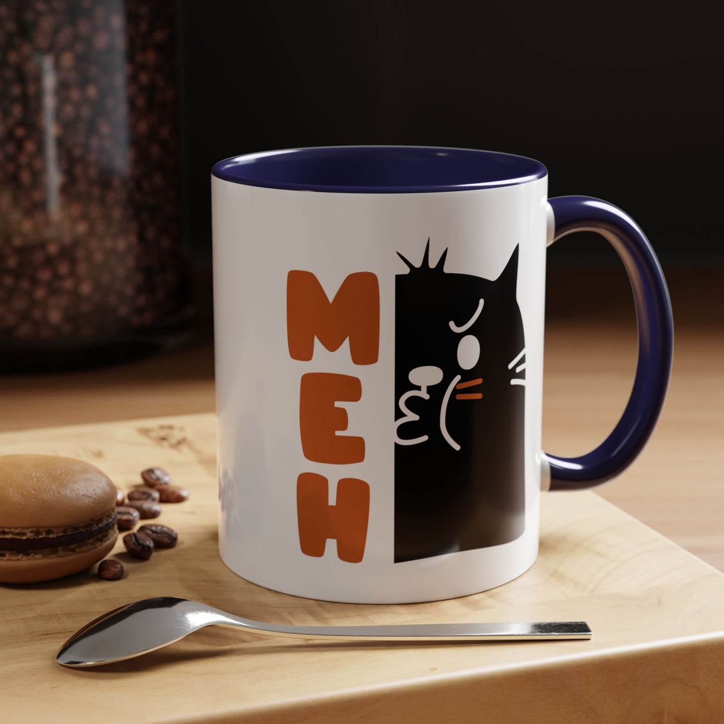 Cute Funny Meh Cat Mug Meme Hilarious Gift Idea Coffee Tea Cup