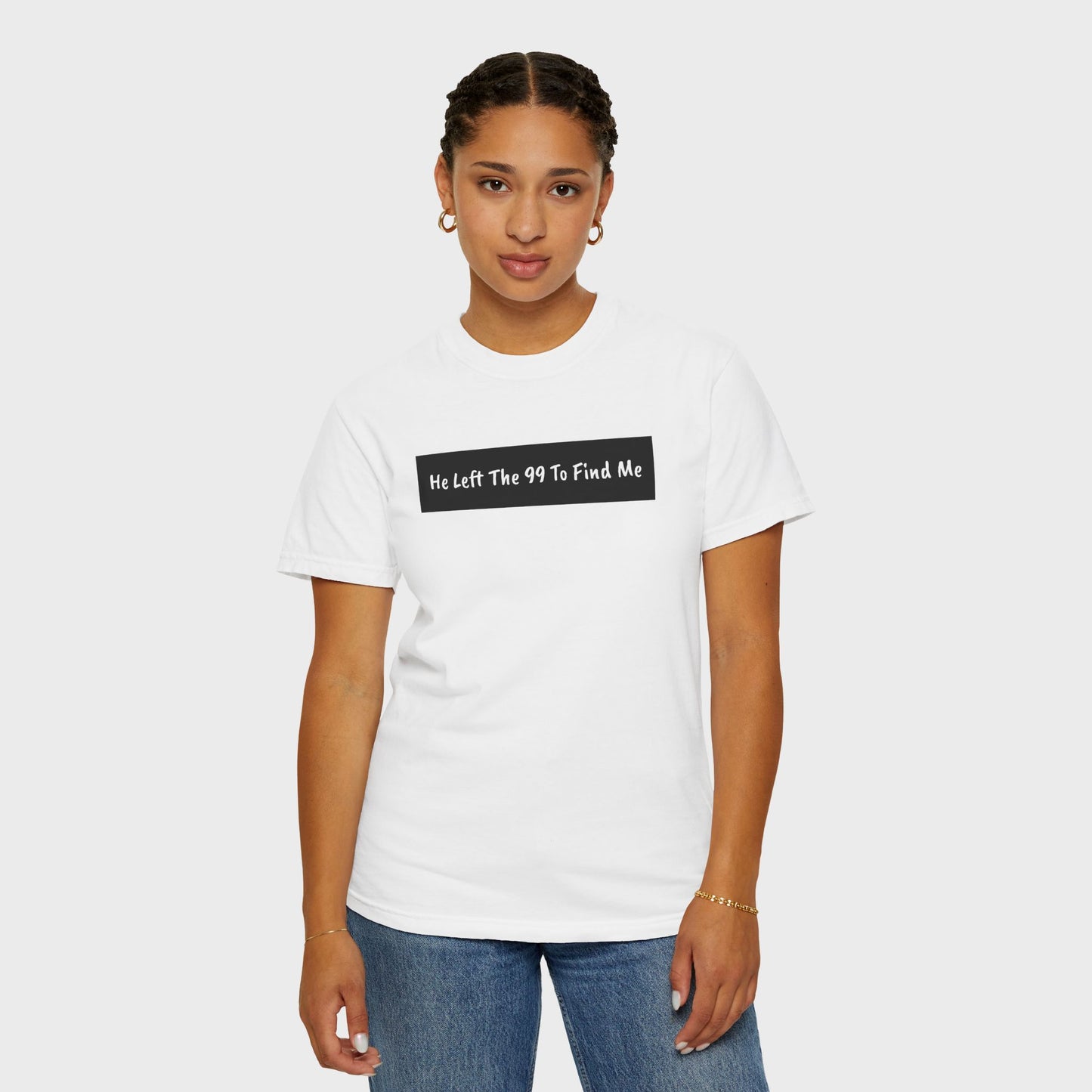 "He Left The 99 To Find Me" Christian Faith Graphic Unisex Tee T-shirt