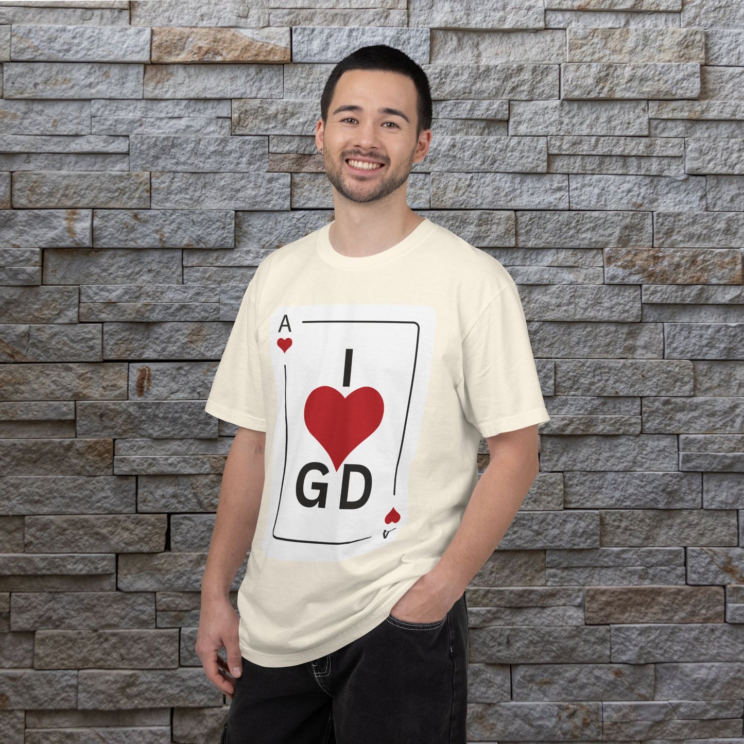 I Love GD Fans - Ace of Heart Garment-dyed Cotton T-Shirt | Birthday Christmas Festival Concert Gift Idea