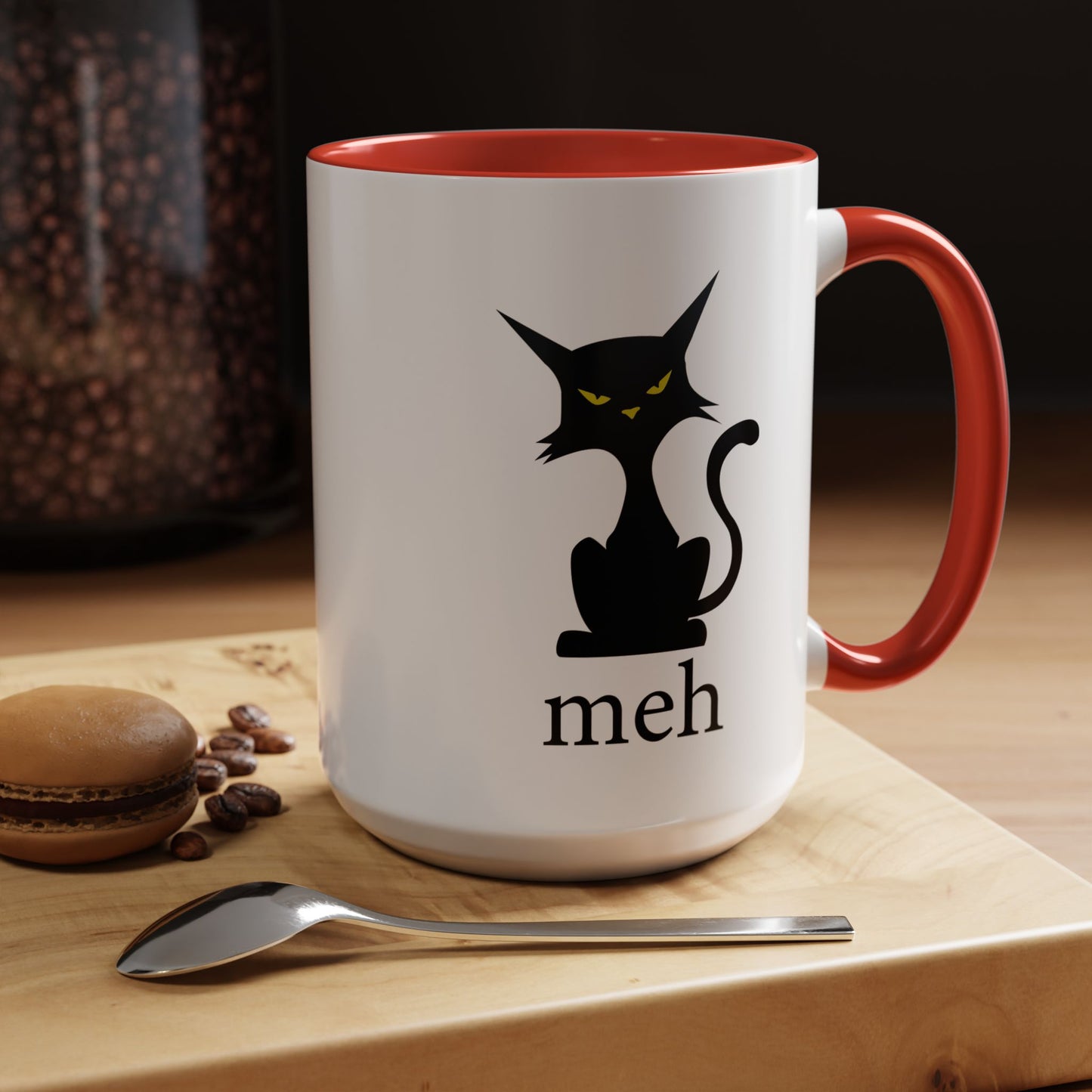Cute Funny Meh Cat Mug Meme Hilarious Gift Idea Coffee Tea Cup