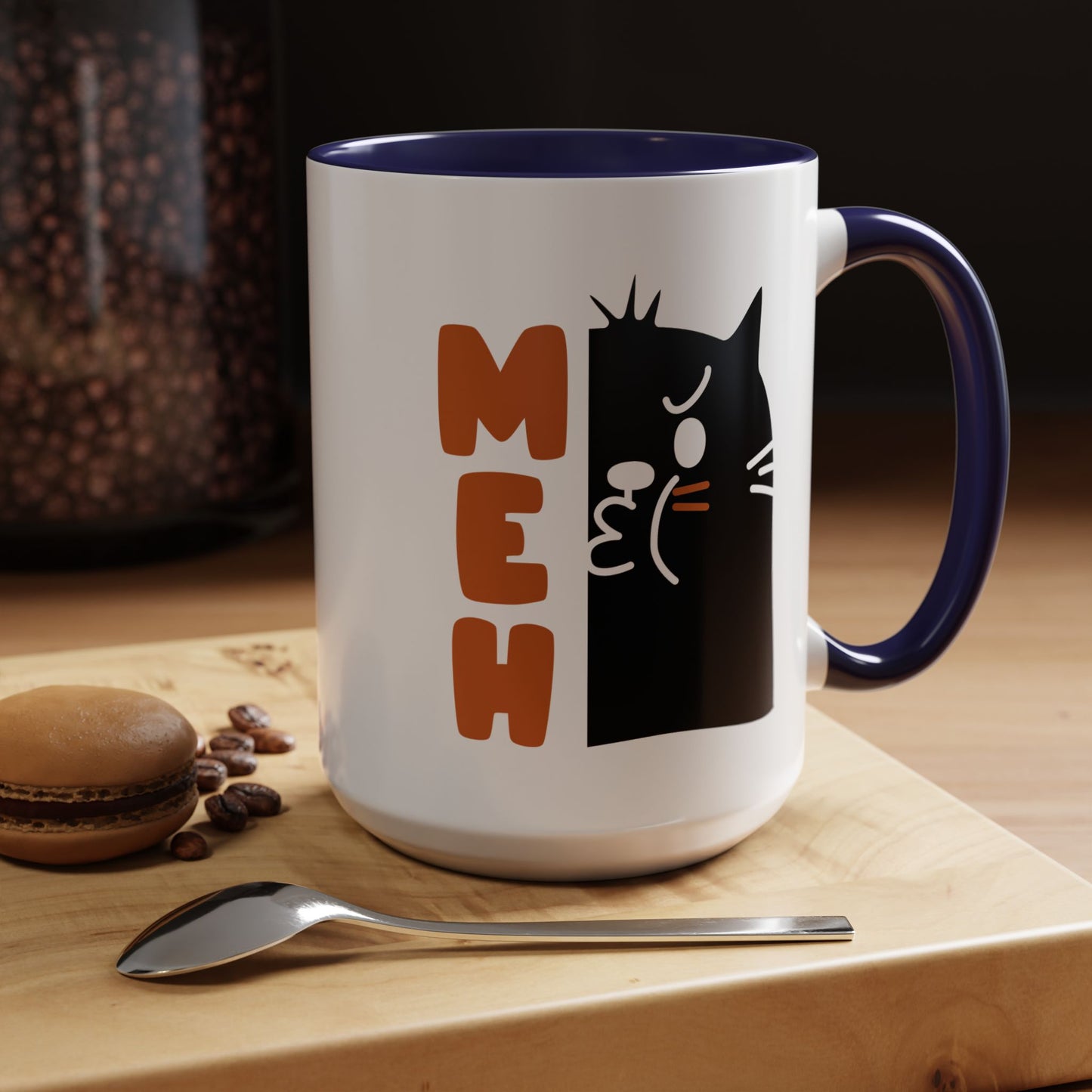 Cute Funny Meh Cat Mug Meme Hilarious Gift Idea Coffee Tea Cup