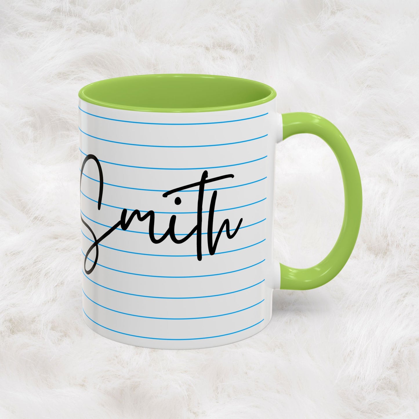 Personalized Name College Ruled Lined Coffee Tea Mug | Student Teacher Back to School Motivation Gift Idea