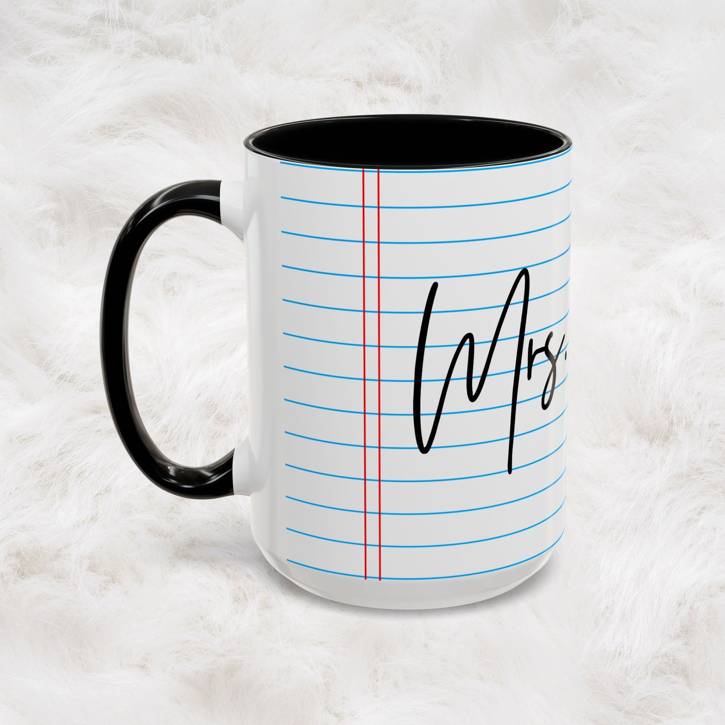 Personalized Name College Ruled Lined Coffee Tea Mug | Student Teacher Back to School Motivation Gift Idea