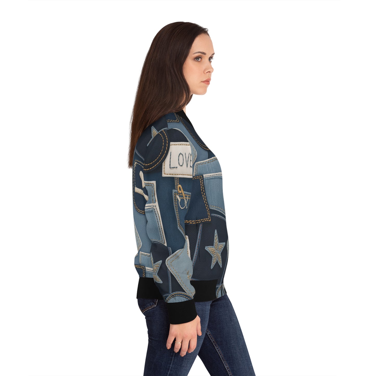 Faux Denim Look Patchwork Jacket | Women’s Casual Fashion Outerwear