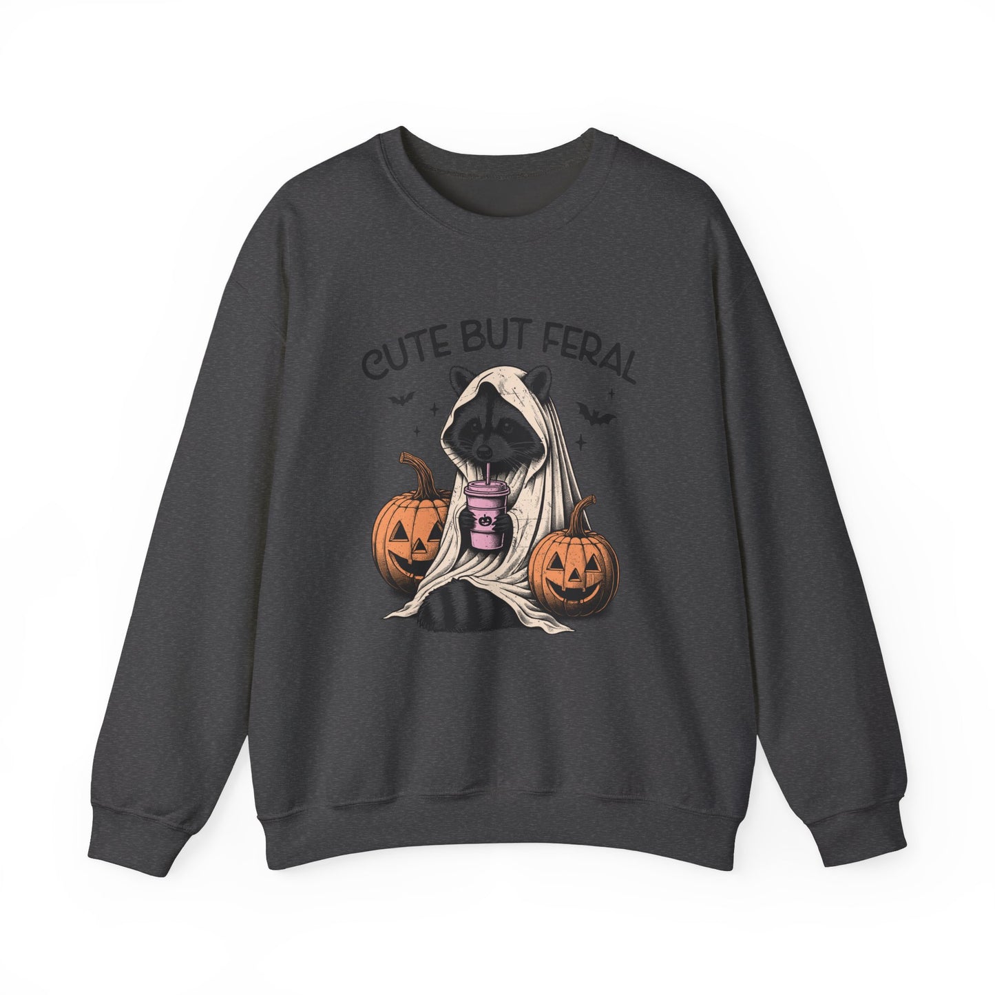 Raccoon Unisex Heavy Blend™ Crewneck Sweatshirt Cute and Feral Halloween Season Gift Ideas