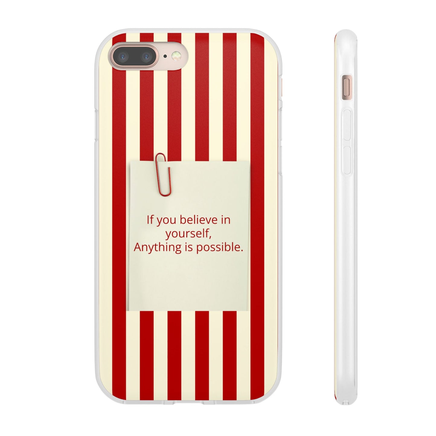 Personalized Custom Text Inspirational Striped Phone Case. “If you believe in yourself, Anything is possible.”