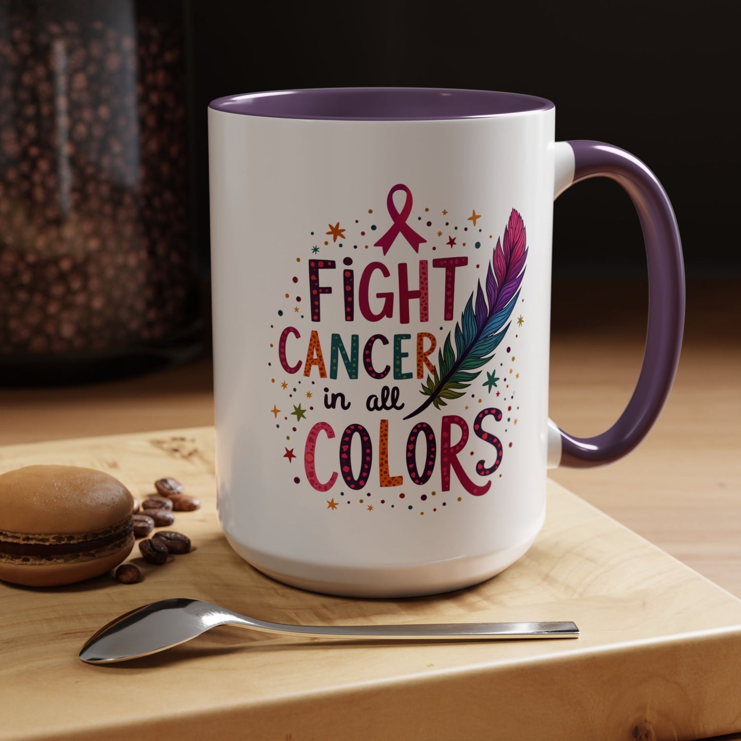 “Fight Cancer in All Colors” Mug | Inspirational Souvenir Coffee & Tea Cup Gift Idea