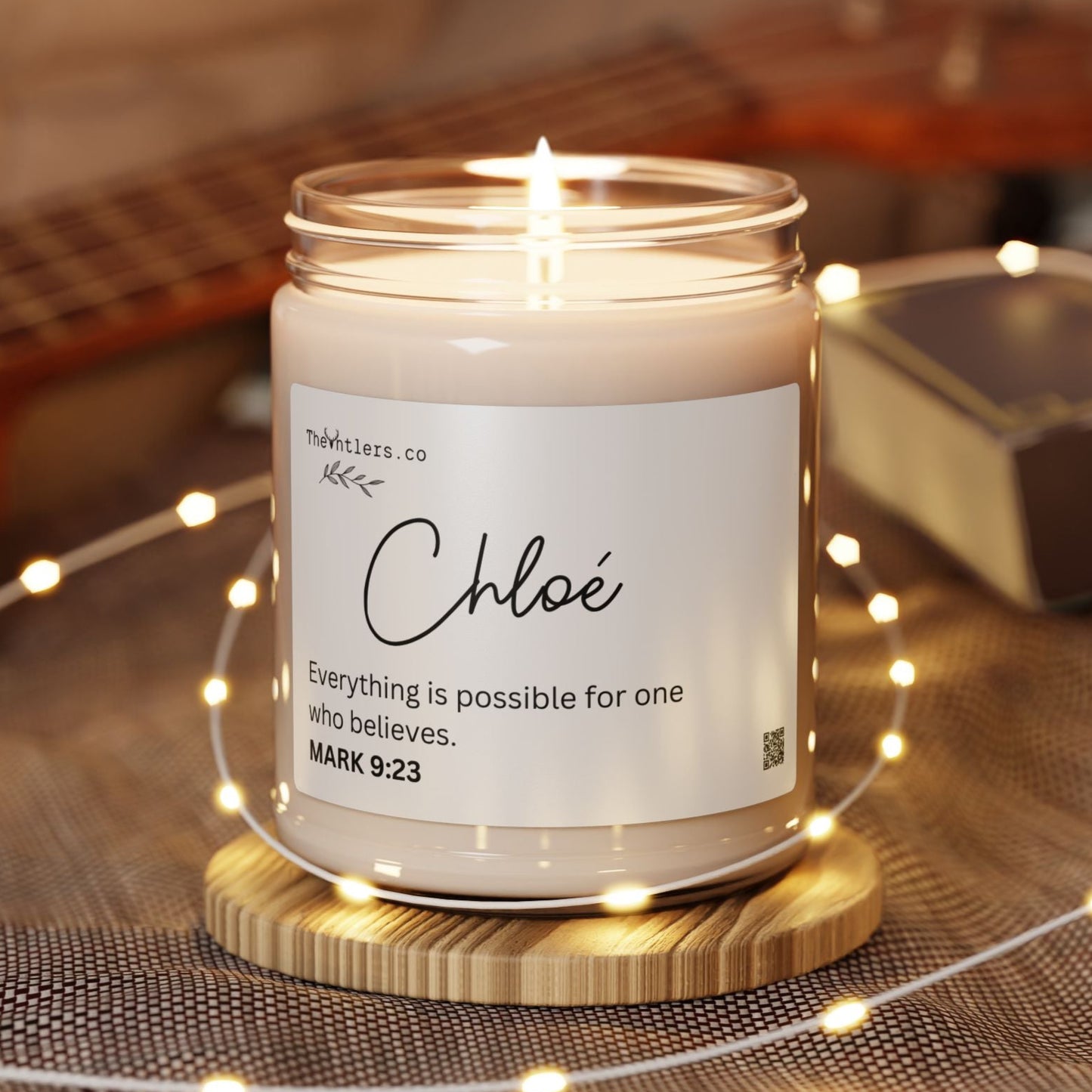 Personalized Name & Scripture Soy Wax Candle, Decoration Gift Idea, Eco Friendly 9oz. Mark 9:23. Inspiration Mental Healing