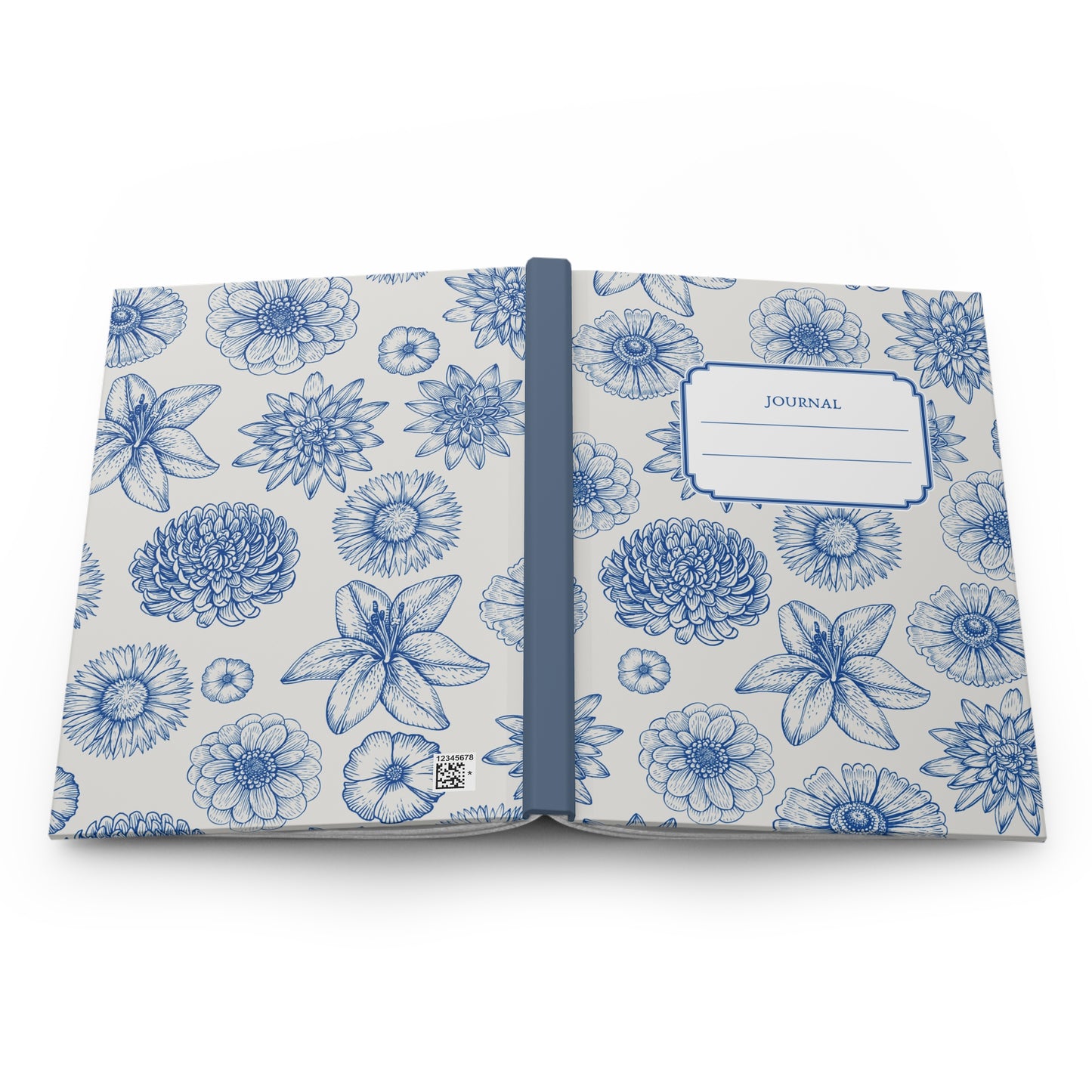 Vintage Blue Floral Hardcover Notebook Journal