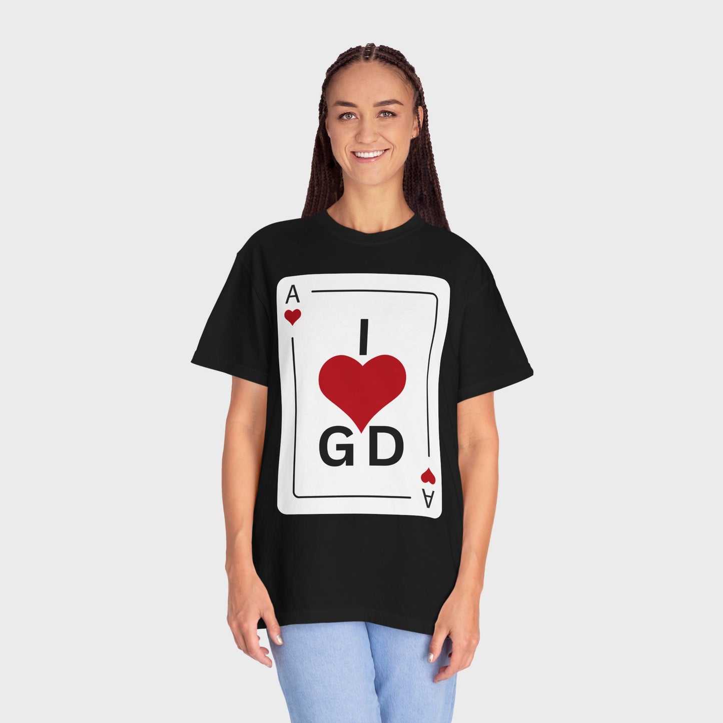I Love GD Fans - Ace of Heart Garment-dyed Cotton T-Shirt | Birthday Christmas Festival Concert Gift Idea