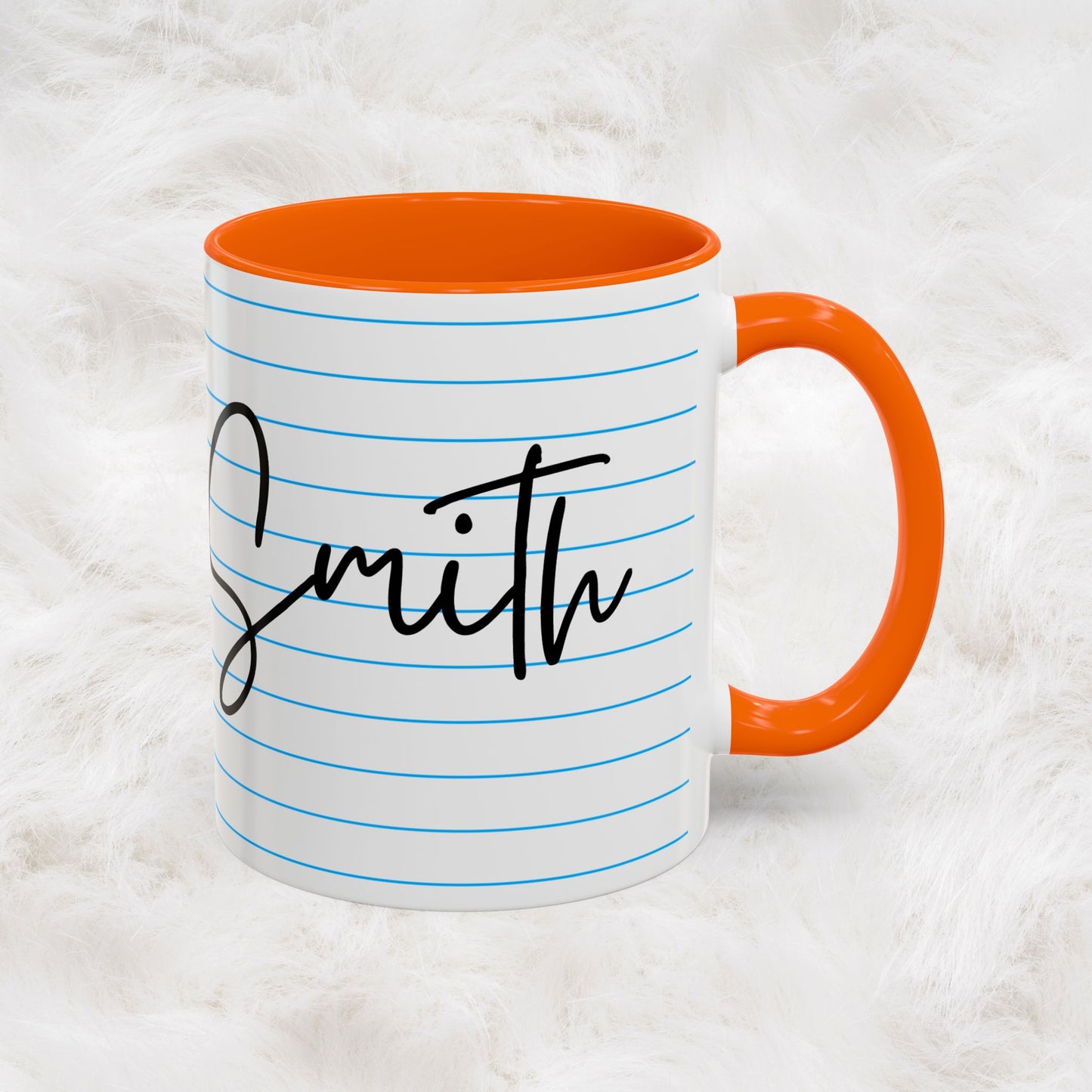 Personalized Name College Ruled Lined Coffee Tea Mug | Student Teacher Back to School Motivation Gift Idea