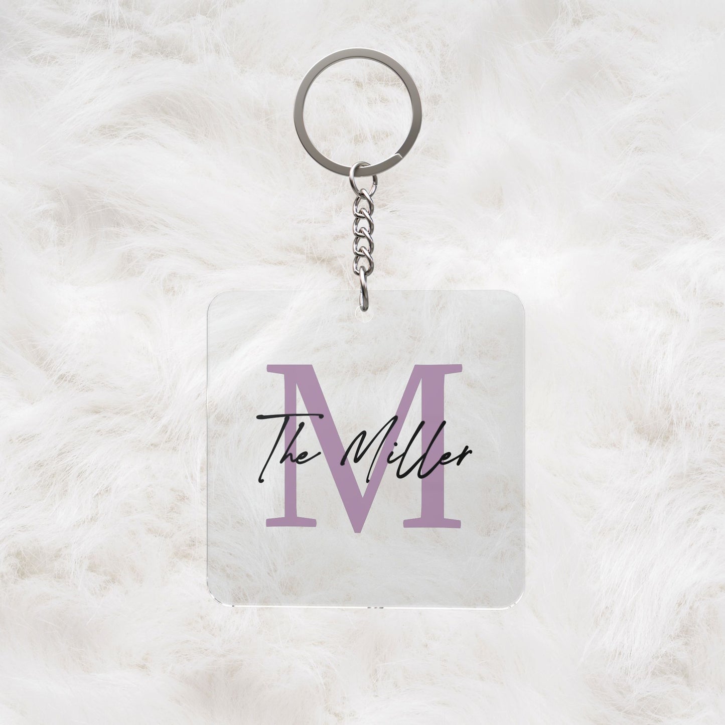Personalized Family Monogram Name Square Keychain | Cute Handbag Charm