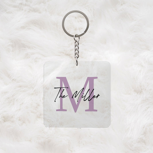 Personalized Family Monogram Name Square Keychain | Cute Handbag Charm