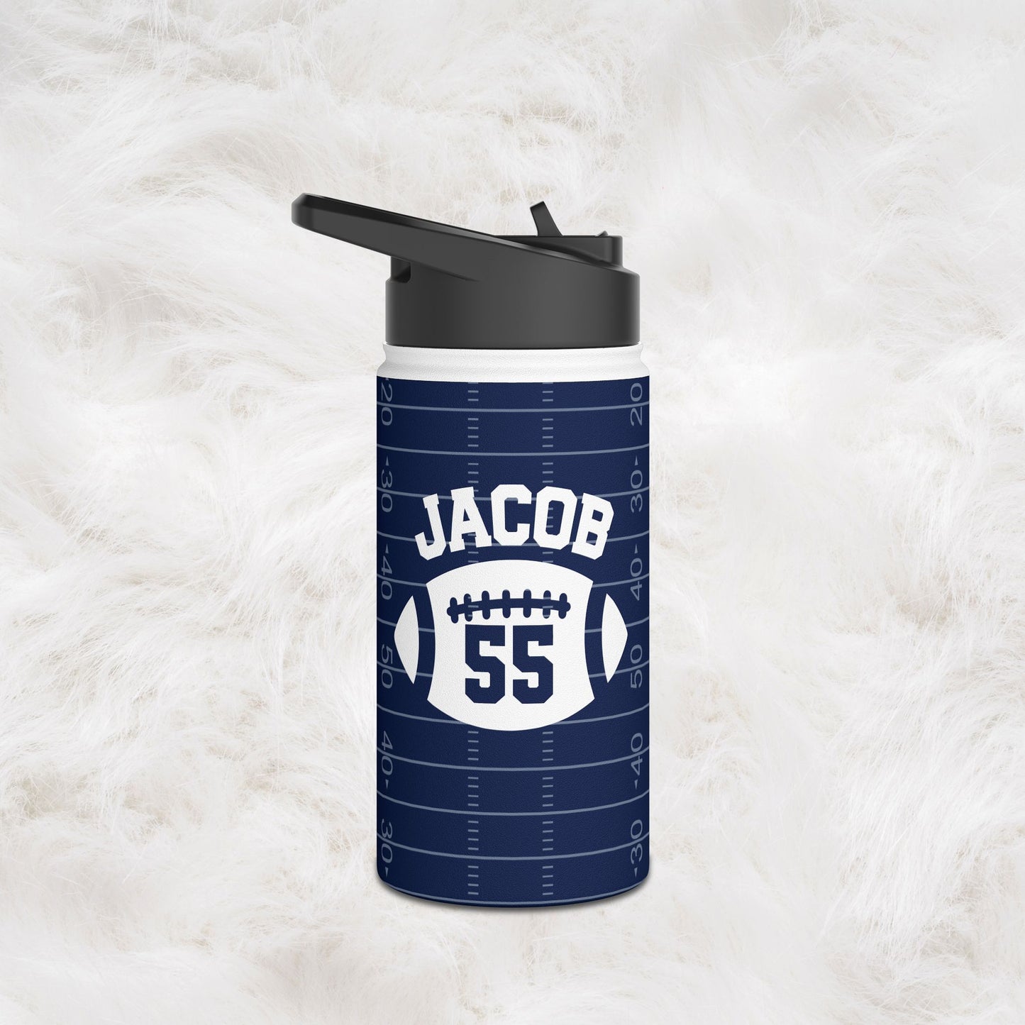 Personalized Name and Number Sport Football Stainless Steel Bottle Tumbler Gift Idea