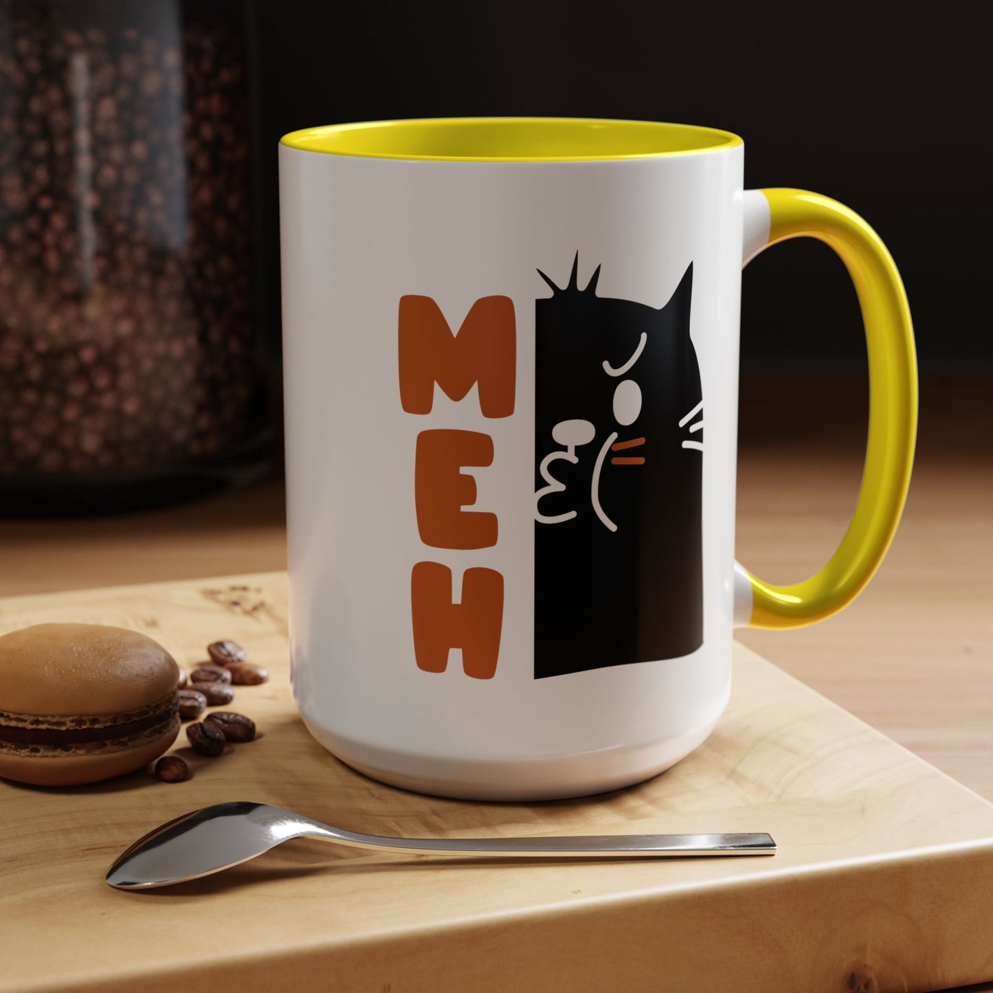 Cute Funny Meh Cat Mug Meme Hilarious Gift Idea Coffee Tea Cup