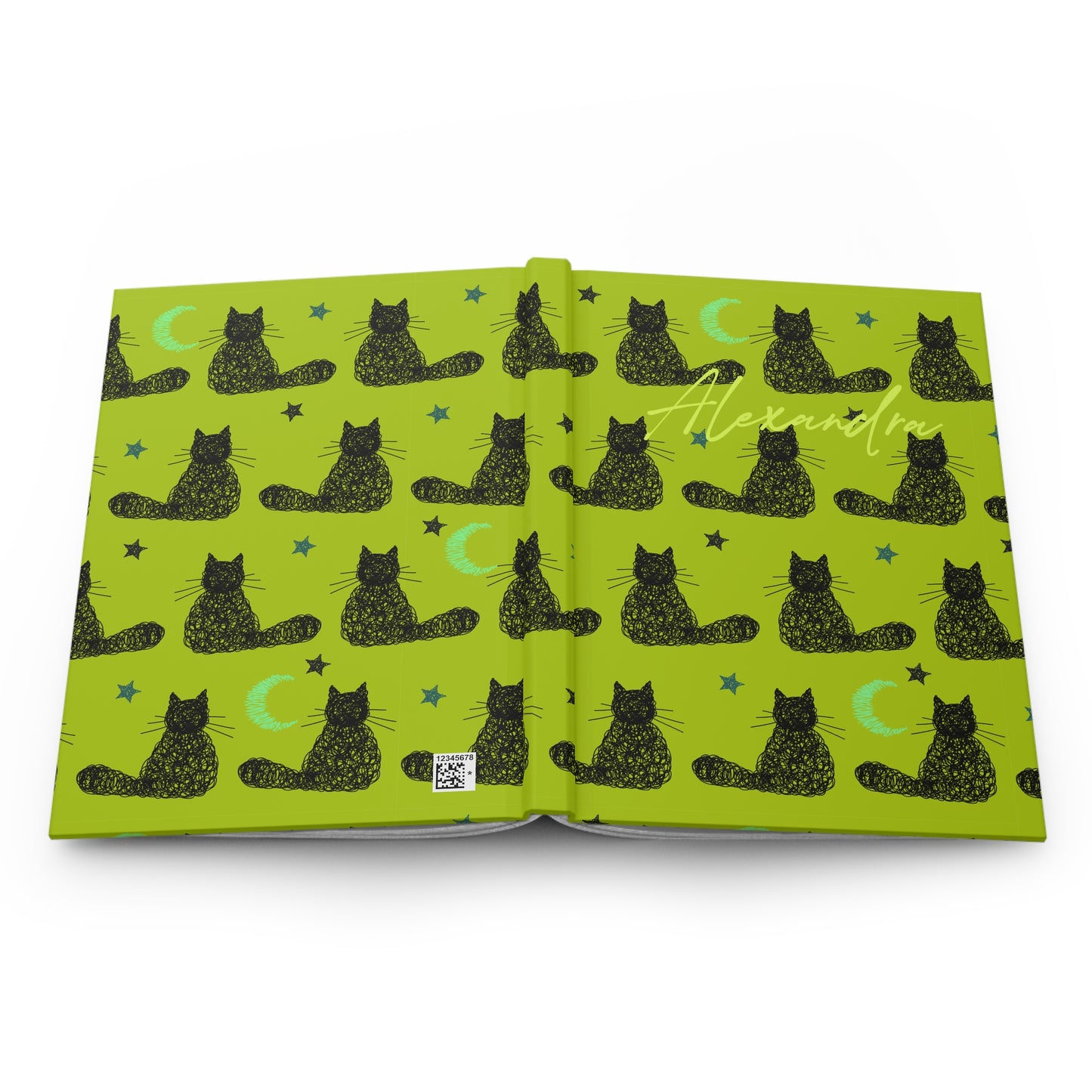 Personalized Name Cat Pattern Journal Notebook | College Book Lovers Student Teacher Gift Idea