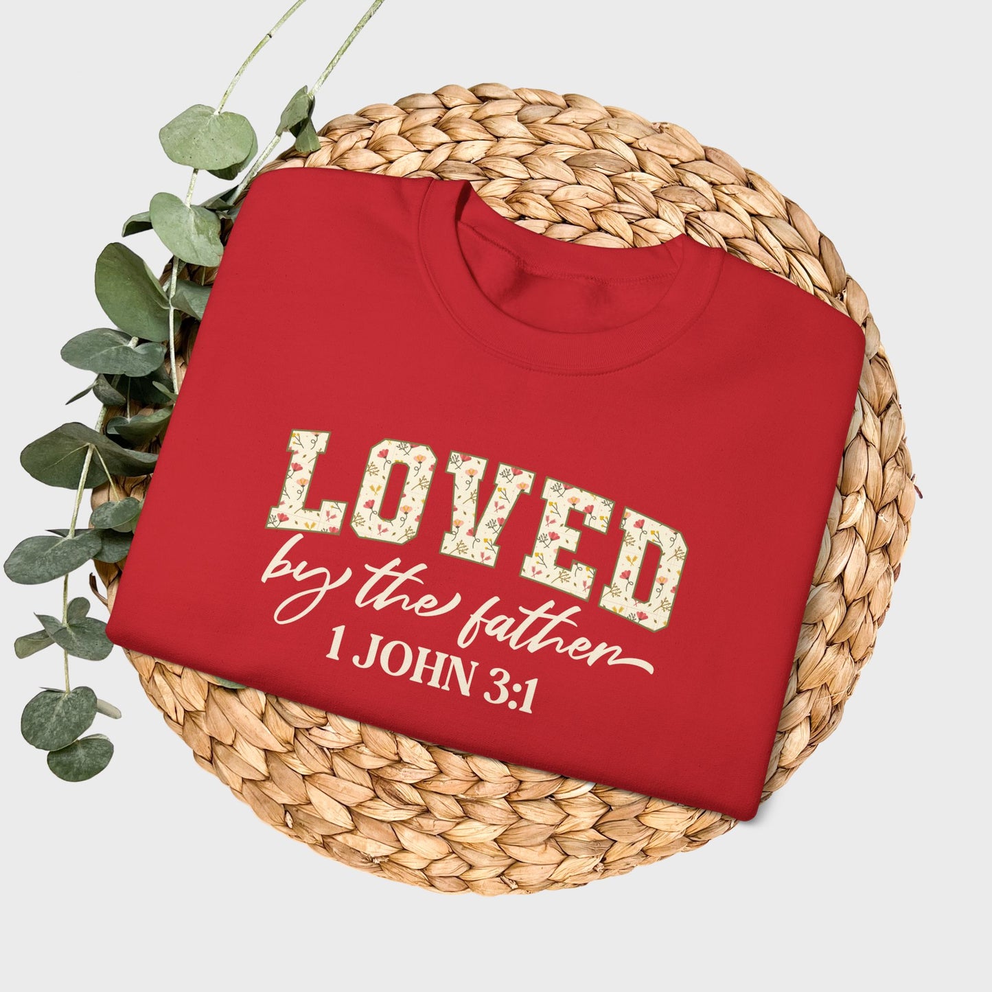 Loved by the Father 1 John 3:1 Bible Verse Christian Sweatshirt | Inspirational Crewneck Unisex Gift | Cozy Everyday Wear