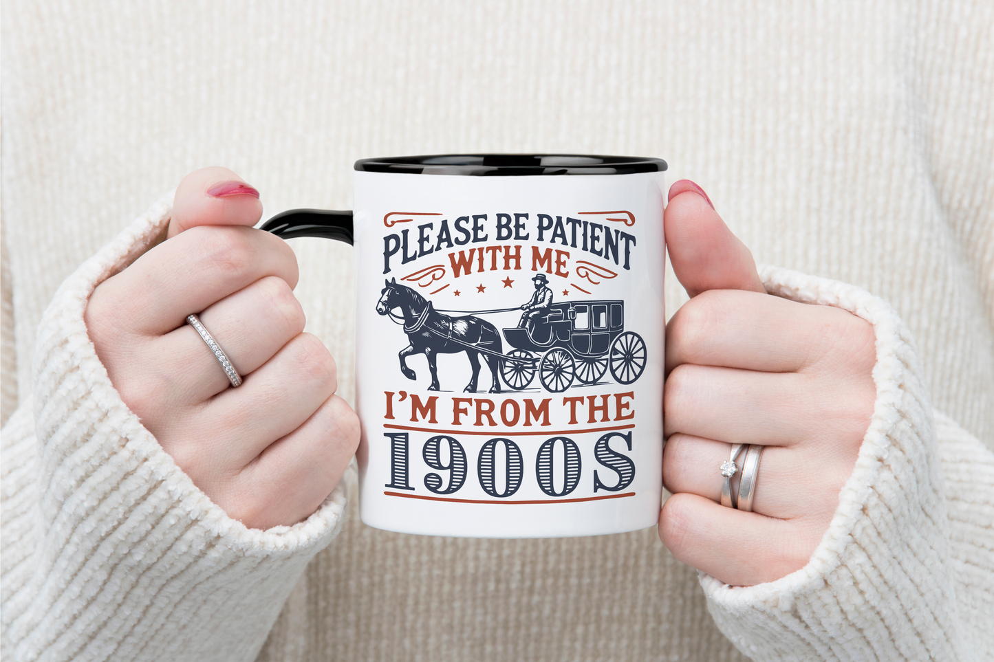 Vintage Retro Vibe Coffee Tea Mug - Hot Trending Navy Blue Merch Gift