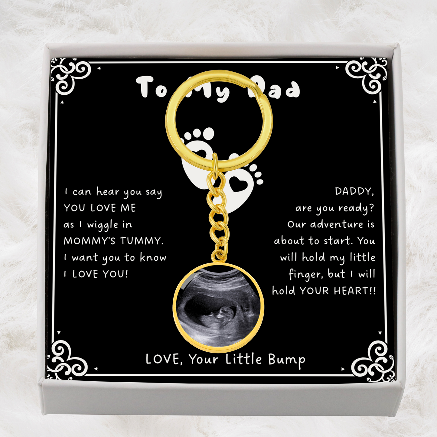 Custom Ultrasound Present Keychain for First Father's Day and First Dad Christmas Gift. Now you can carry me with you, Daddy.