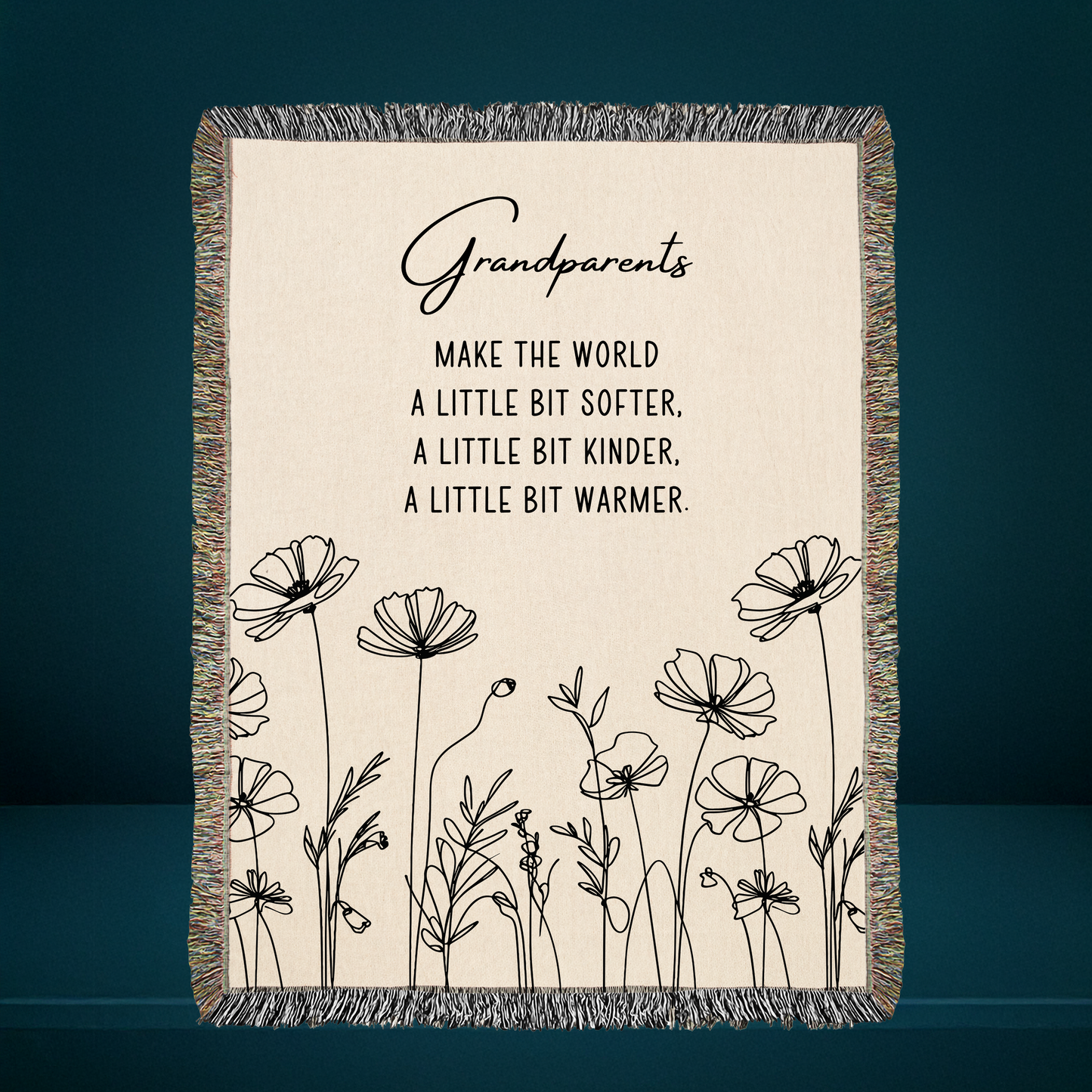 Grandparents Flower Woven Throw Blanket, Hunting Birthday Christmas Gift