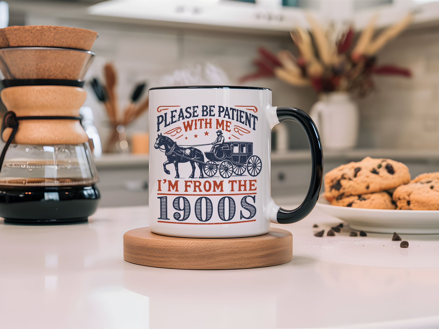 Vintage Retro Vibe Coffee Tea Mug - Hot Trending Navy Blue Merch Gift