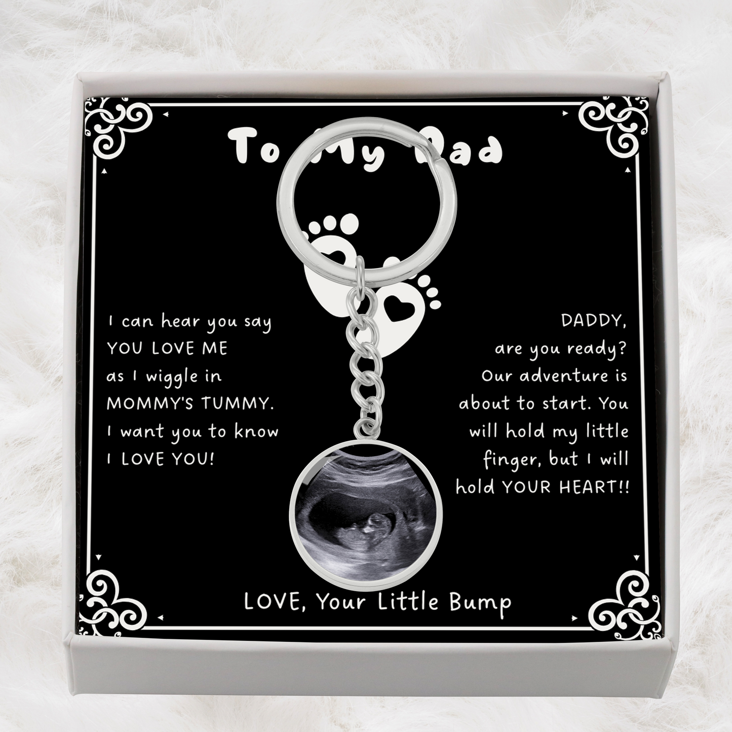 Custom Ultrasound Present Keychain for First Father's Day and First Dad Christmas Gift. Now you can carry me with you, Daddy.