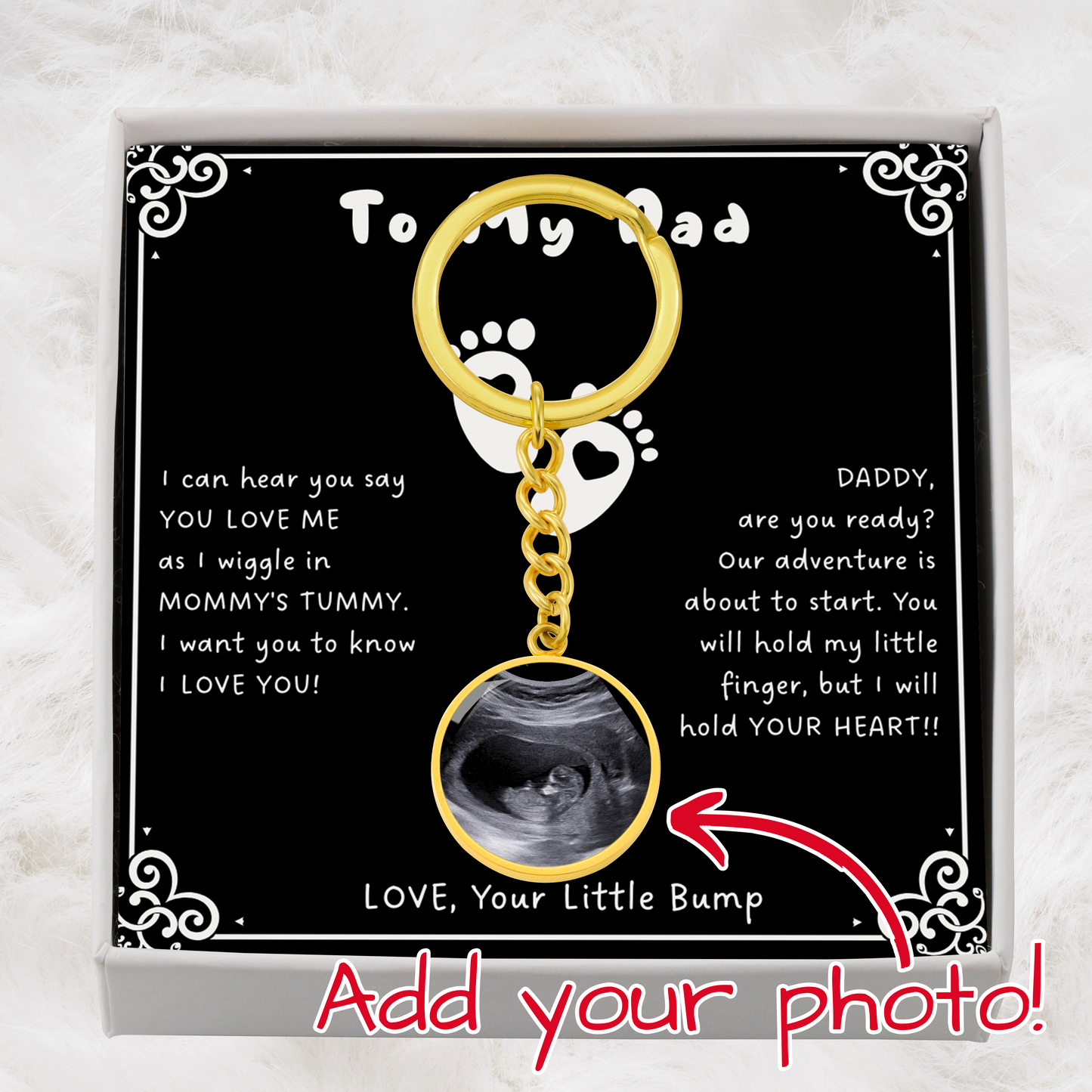 Custom Ultrasound Present Keychain for First Father's Day and First Dad Christmas Gift. Now you can carry me with you, Daddy.