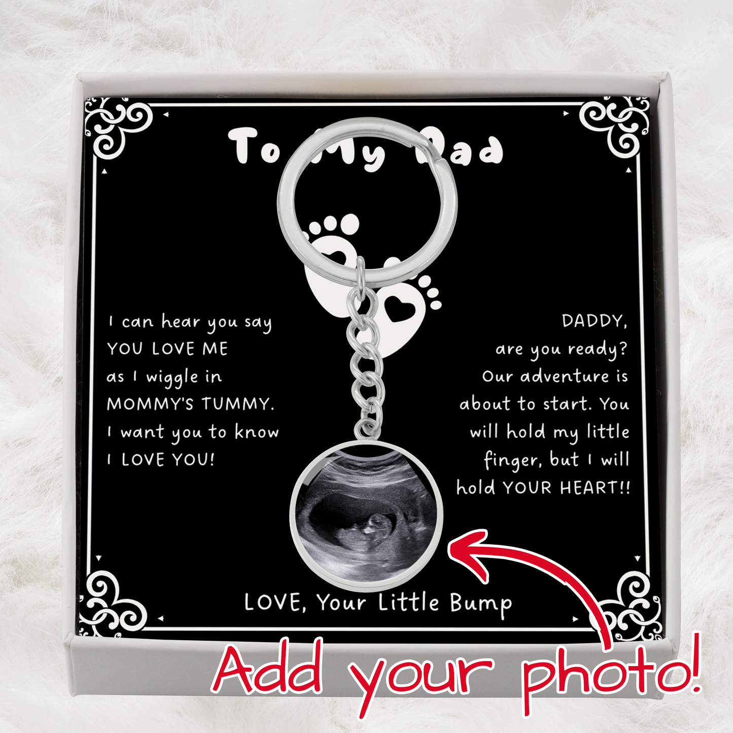 Custom Ultrasound Present Keychain for First Father's Day and First Dad Christmas Gift. Now you can carry me with you, Daddy.