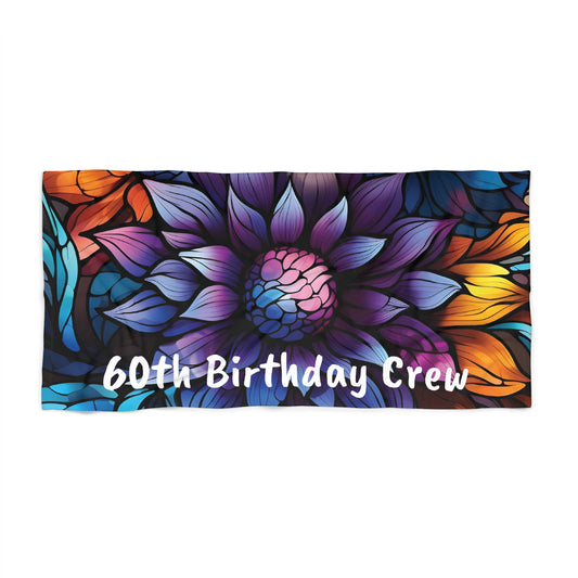 Personalized Name Colorful Floral Flower  Beach Towel | Birthday Anniversary Gift Idea Travel Vacation Summer Pool Bath
