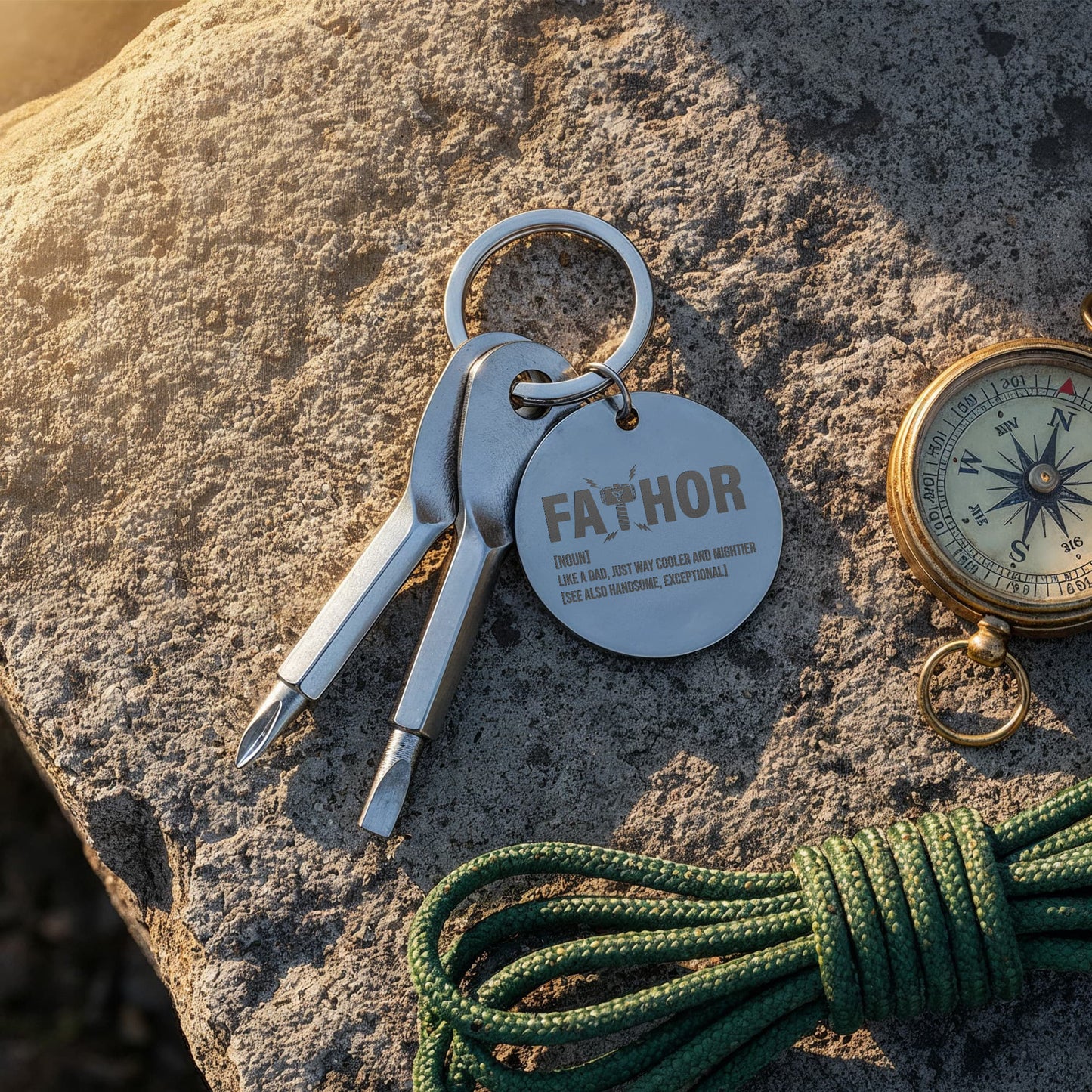 Funny Engraved Father [Fa-Thor] Definition Screwdriver Keychain | Gift For Dad on Father's Day, Birthday, Christmas and Any Occasion