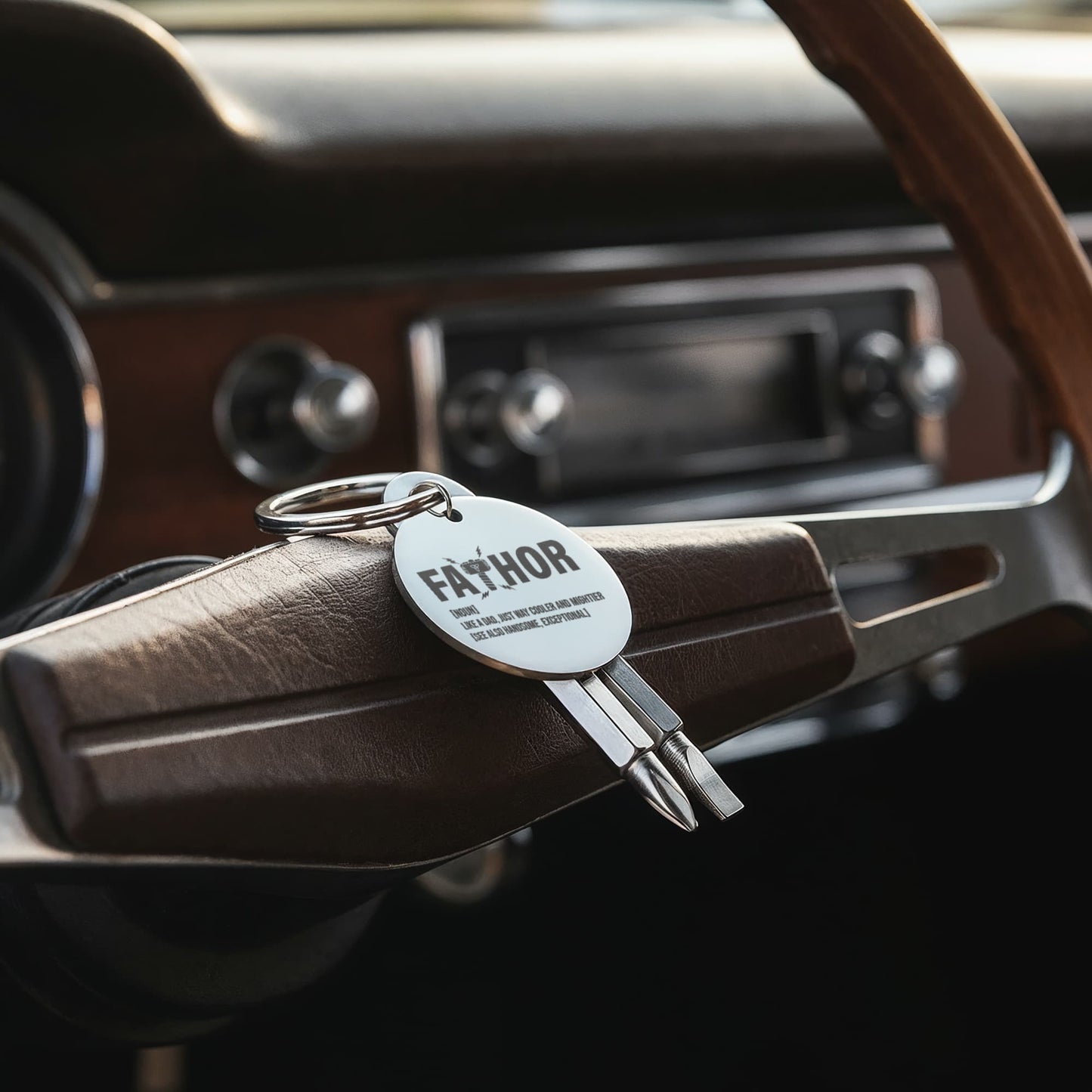 Funny Engraved Father [Fa-Thor] Definition Screwdriver Keychain | Gift For Dad on Father's Day, Birthday, Christmas and Any Occasion