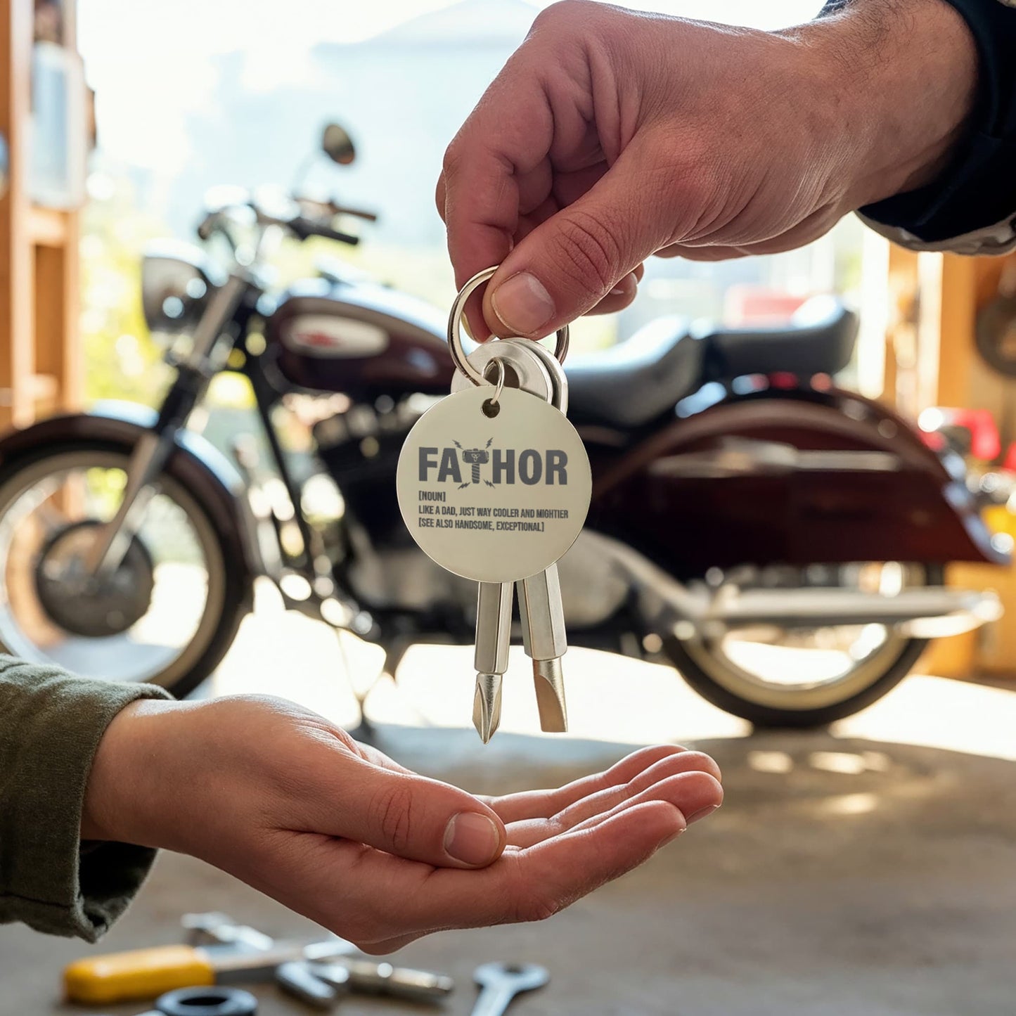 Funny Engraved Father [Fa-Thor] Definition Screwdriver Keychain | Gift For Dad on Father's Day, Birthday, Christmas and Any Occasion