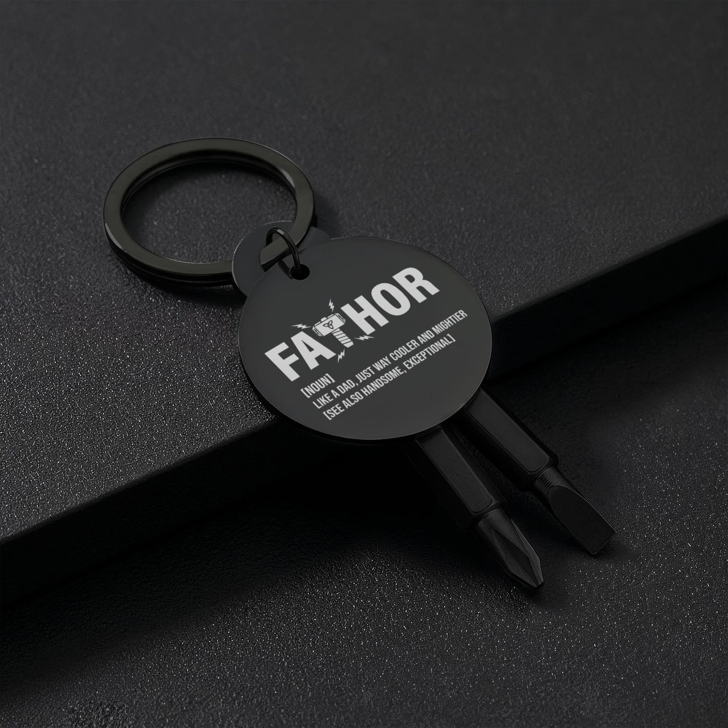 Funny Engraved Father [Fa-Thor] Definition Screwdriver Keychain | Gift For Dad on Father's Day, Birthday, Christmas and Any Occasion
