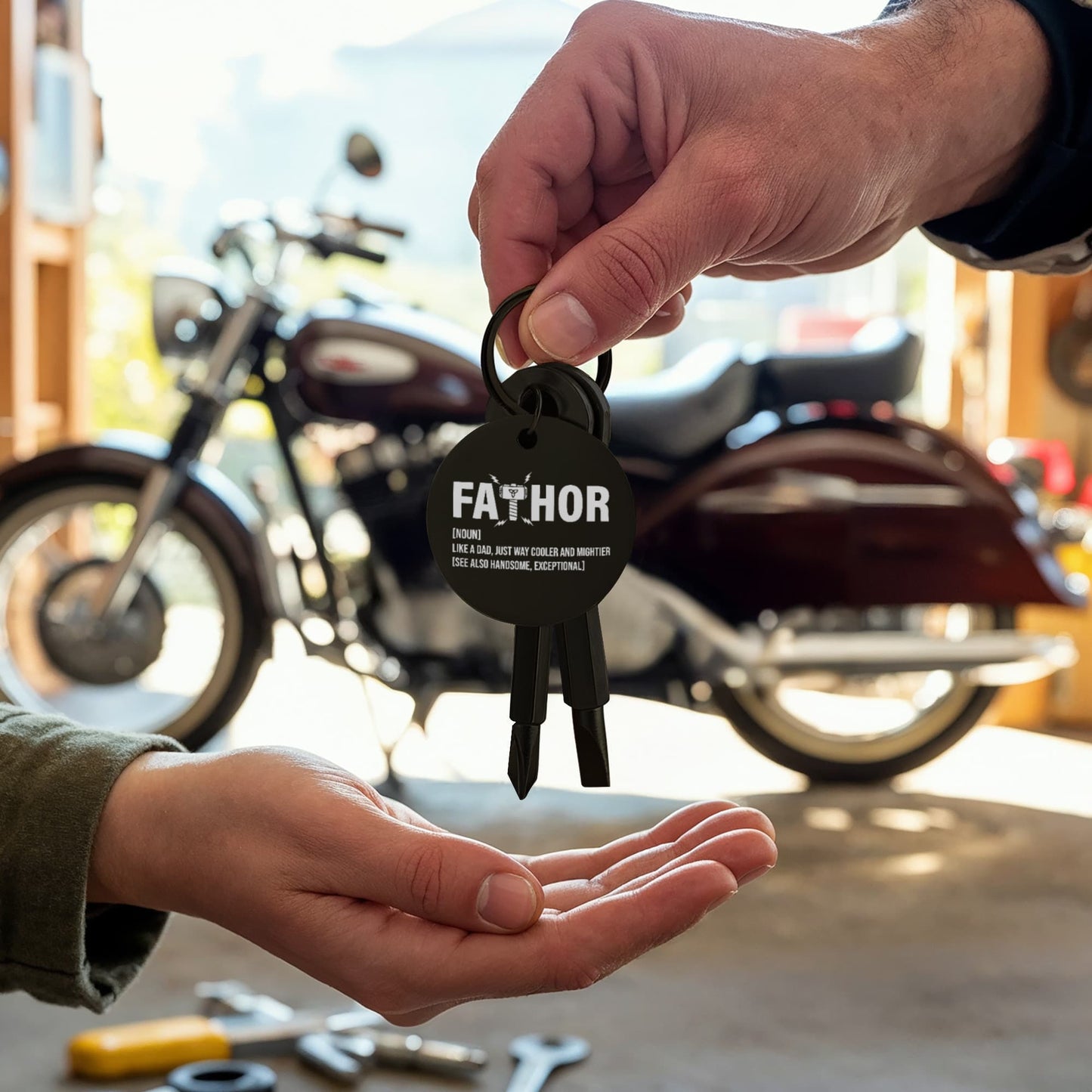 Funny Engraved Father [Fa-Thor] Definition Screwdriver Keychain | Gift For Dad on Father's Day, Birthday, Christmas and Any Occasion