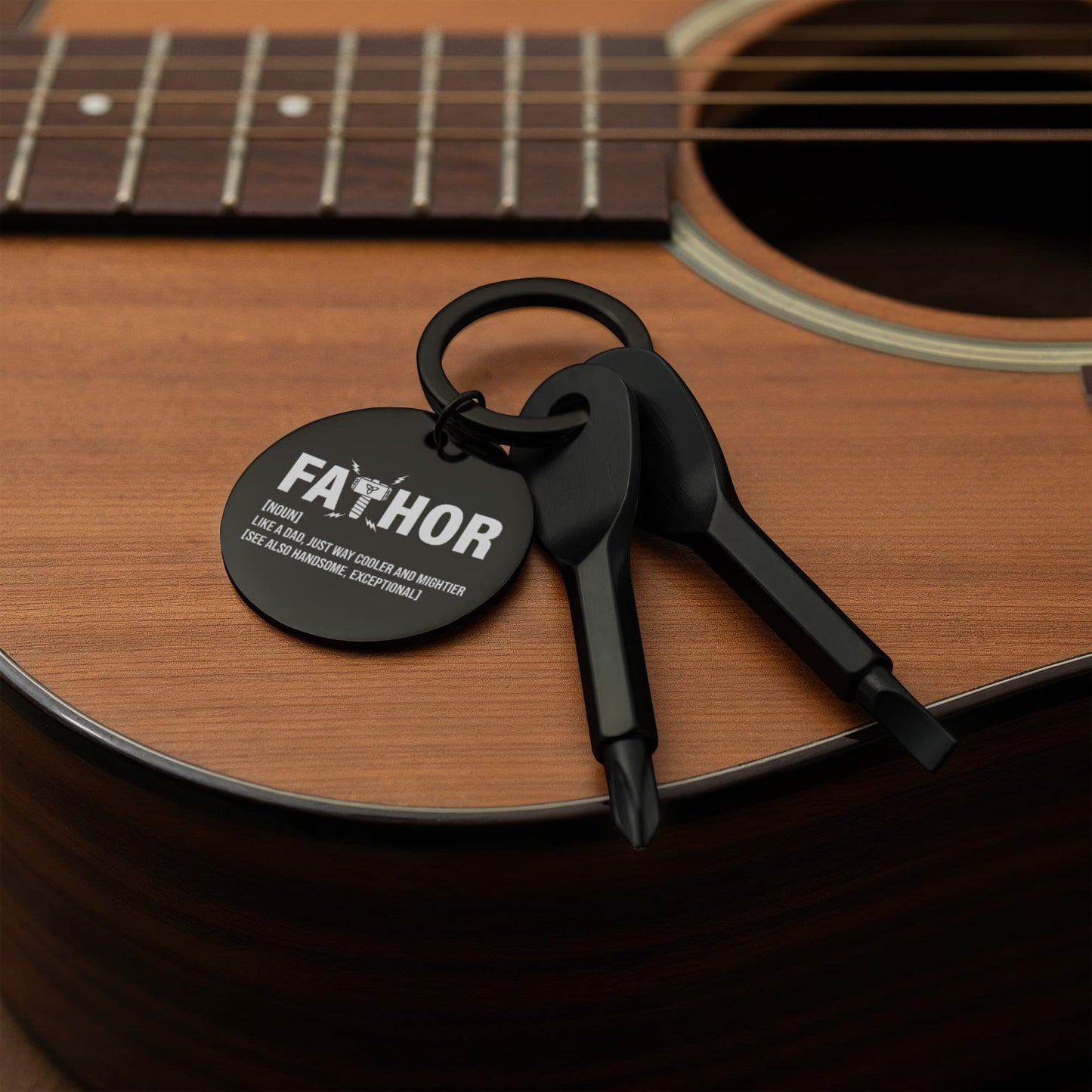 Funny Engraved Father [Fa-Thor] Definition Screwdriver Keychain | Gift For Dad on Father's Day, Birthday, Christmas and Any Occasion