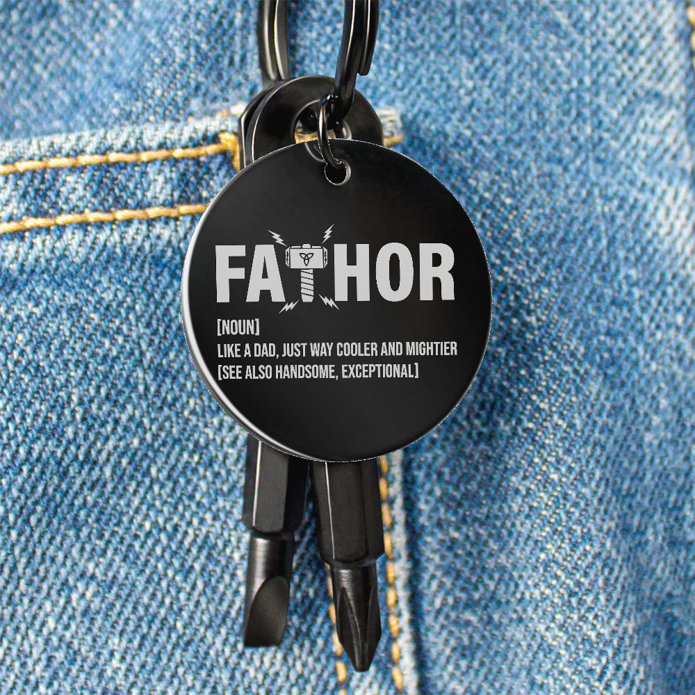 Funny Engraved Father [Fa-Thor] Definition Screwdriver Keychain | Gift For Dad on Father's Day, Birthday, Christmas and Any Occasion
