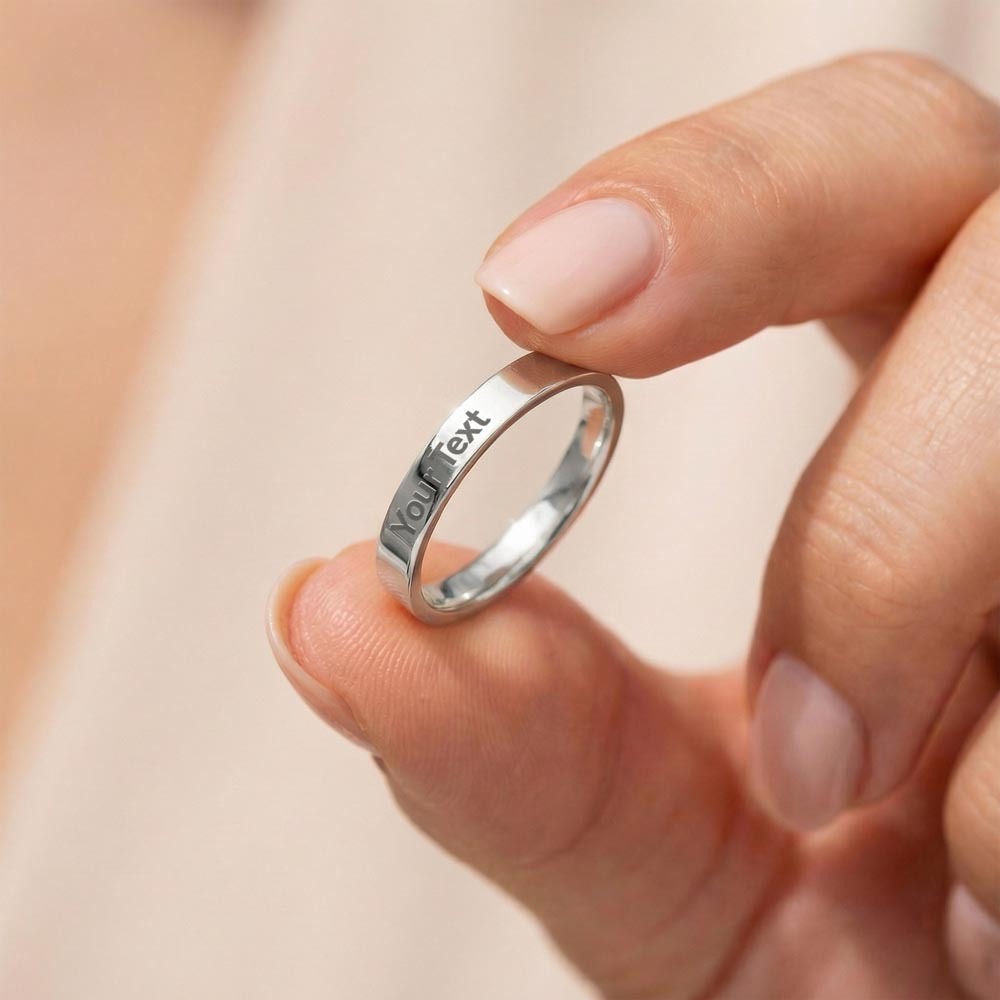 USA Flag Engraved Women's Ring | July 4th Veteran Gift Idea