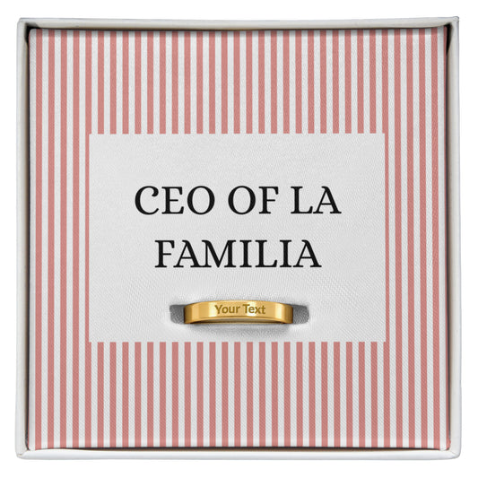 Personalized Engraved Women's Ring | CEO of La Familia Funny Gift for Mother's Day, Mom, Wife, Grandma