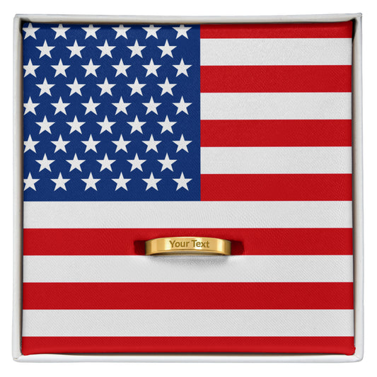 USA Flag Engraved Women's Ring | July 4th Veteran Gift Idea